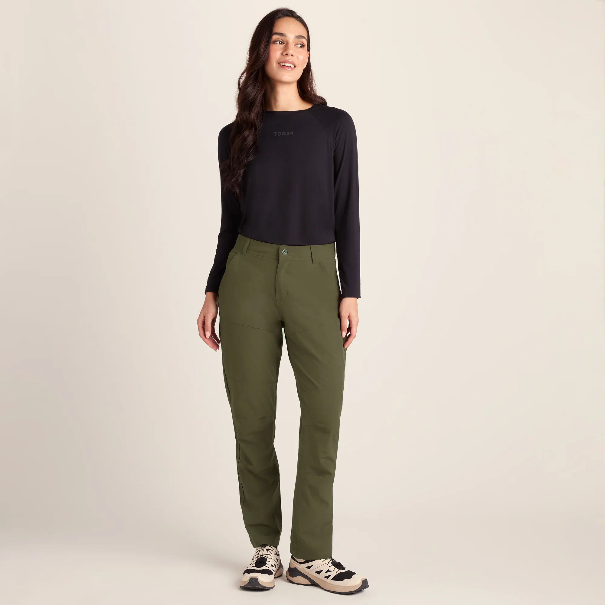 Denver Womens Walking Trousers Short - Khaki - Image 2