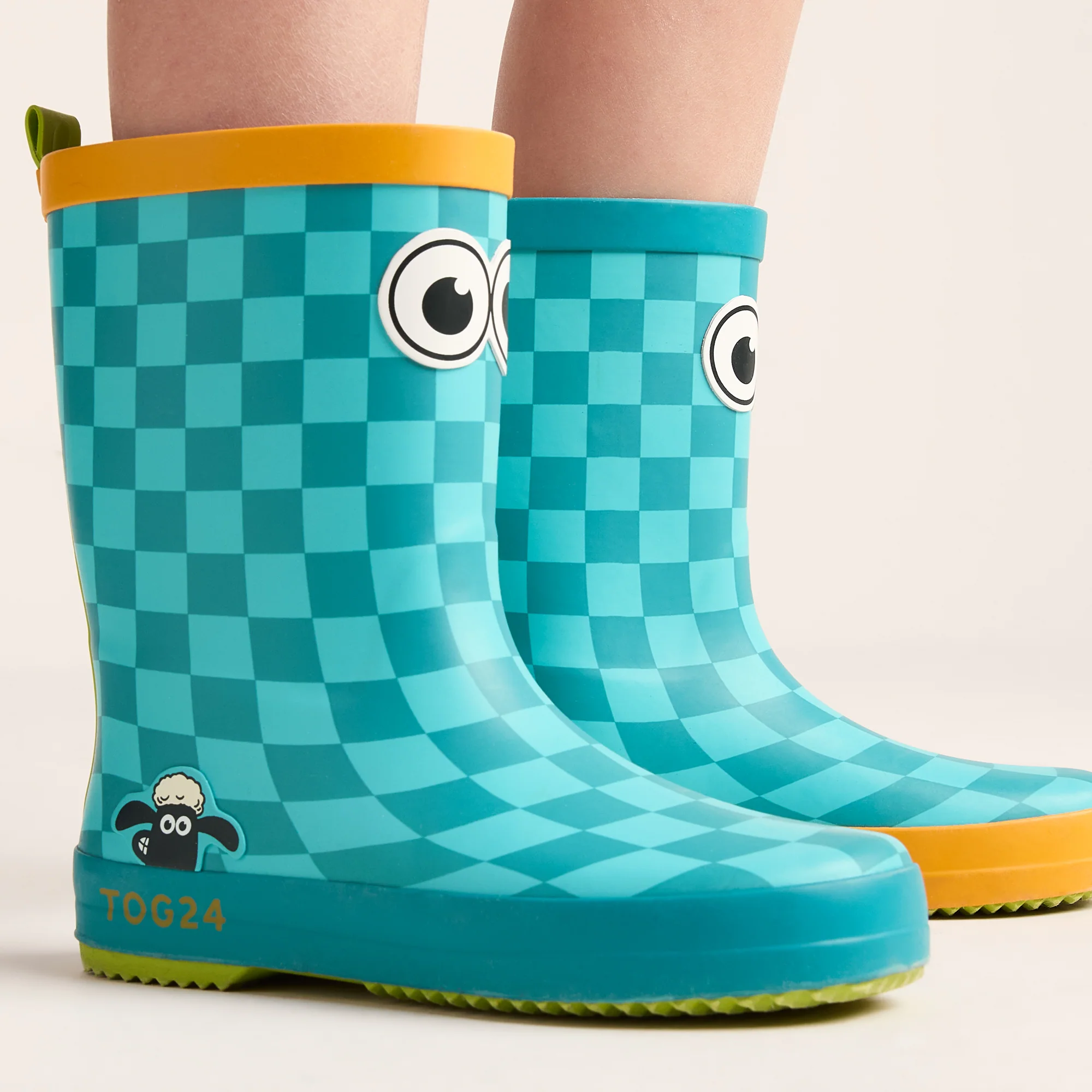 Dorper Kids Shaun the Sheep Wellies - Spearmint/Bubblegum Checkerboard - Image 6