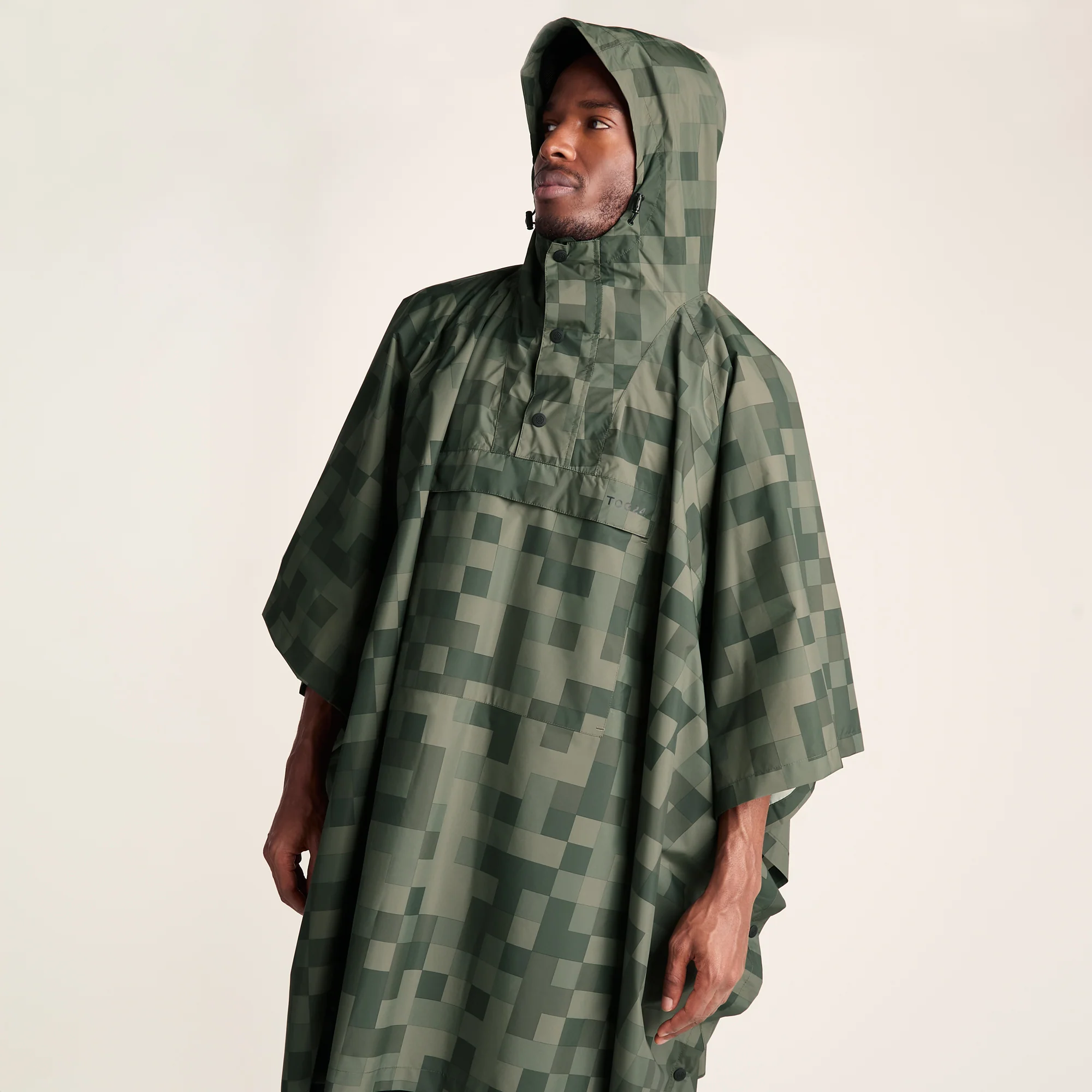 Drench Unisex Waterproof Poncho - Forage Green Pixel Print - Image 7