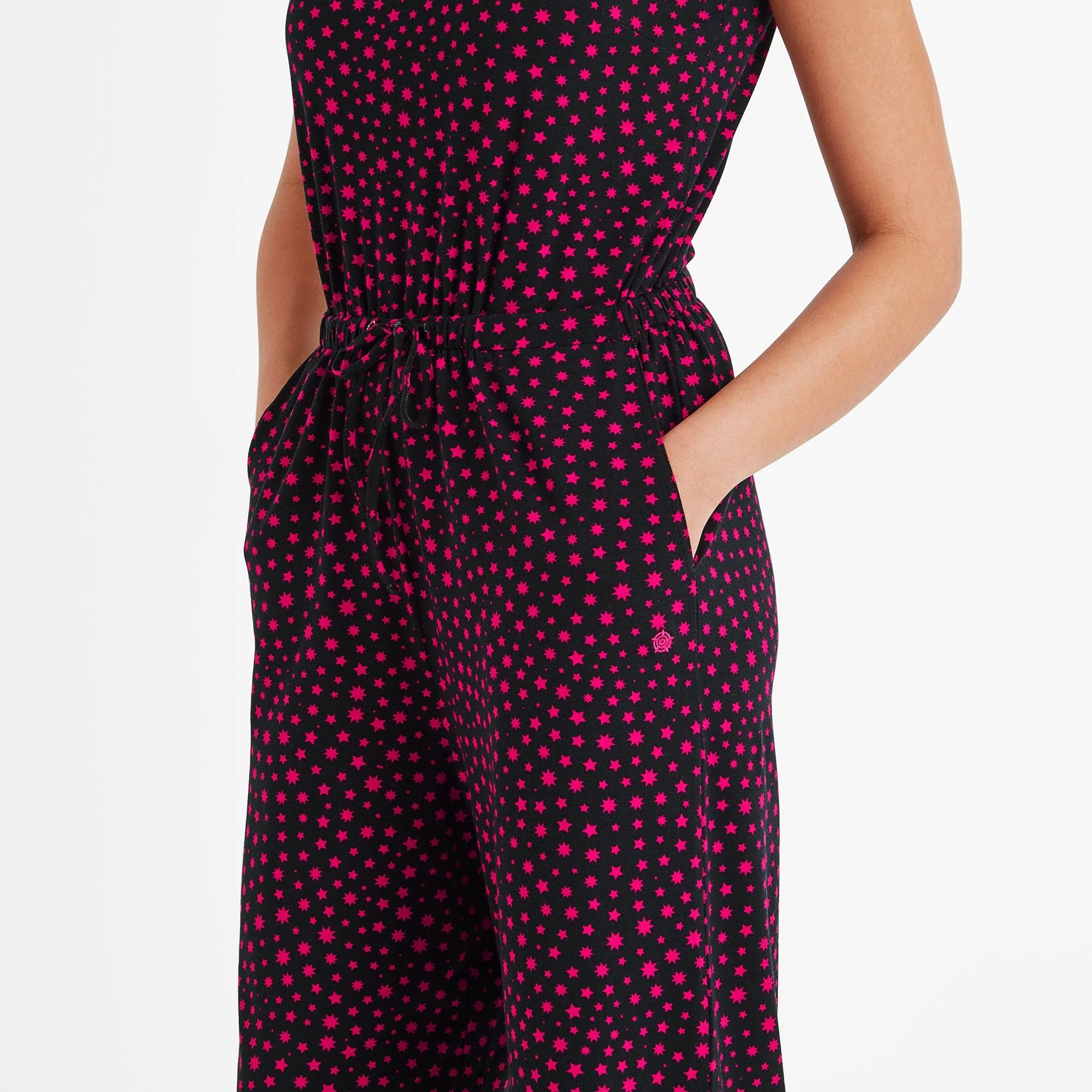 Emmie Womens Supersoft Jumpsuit - Magenta Star Print - Image 4
