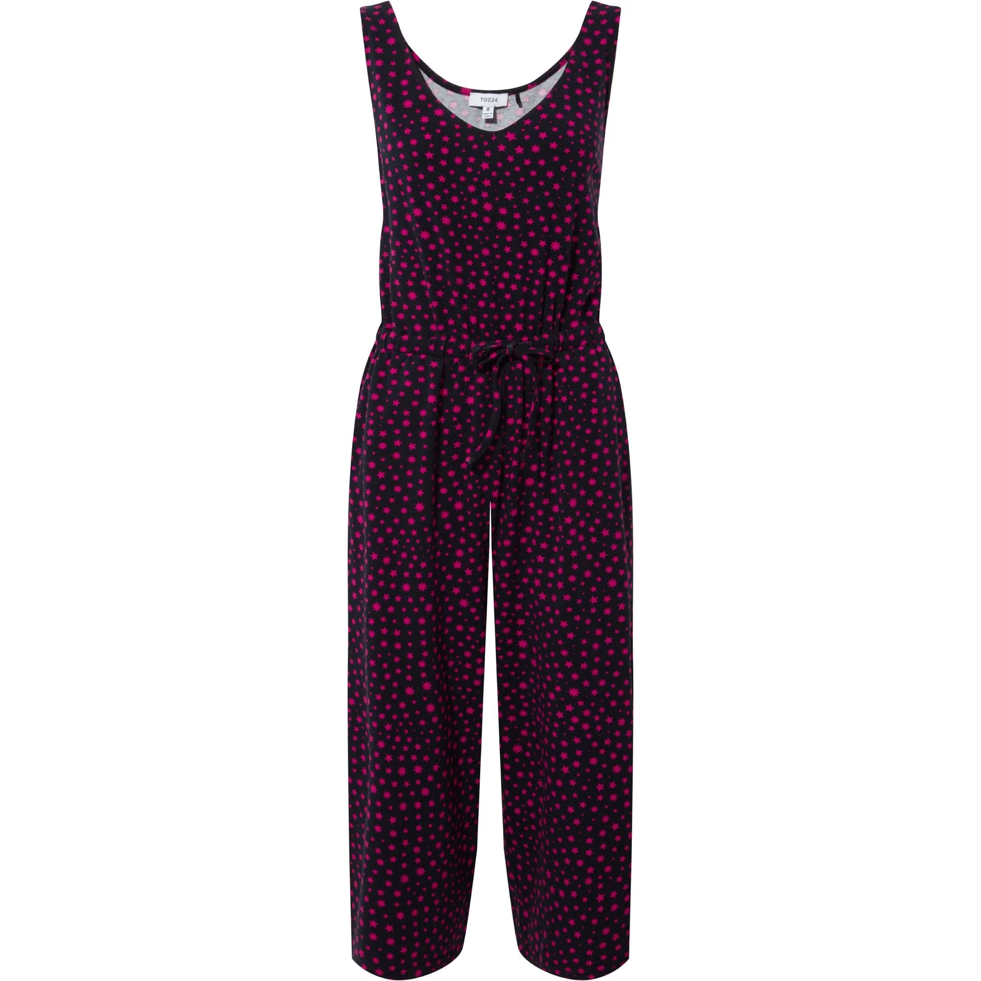 Emmie Womens Supersoft Jumpsuit - Magenta Star Print - Image 5