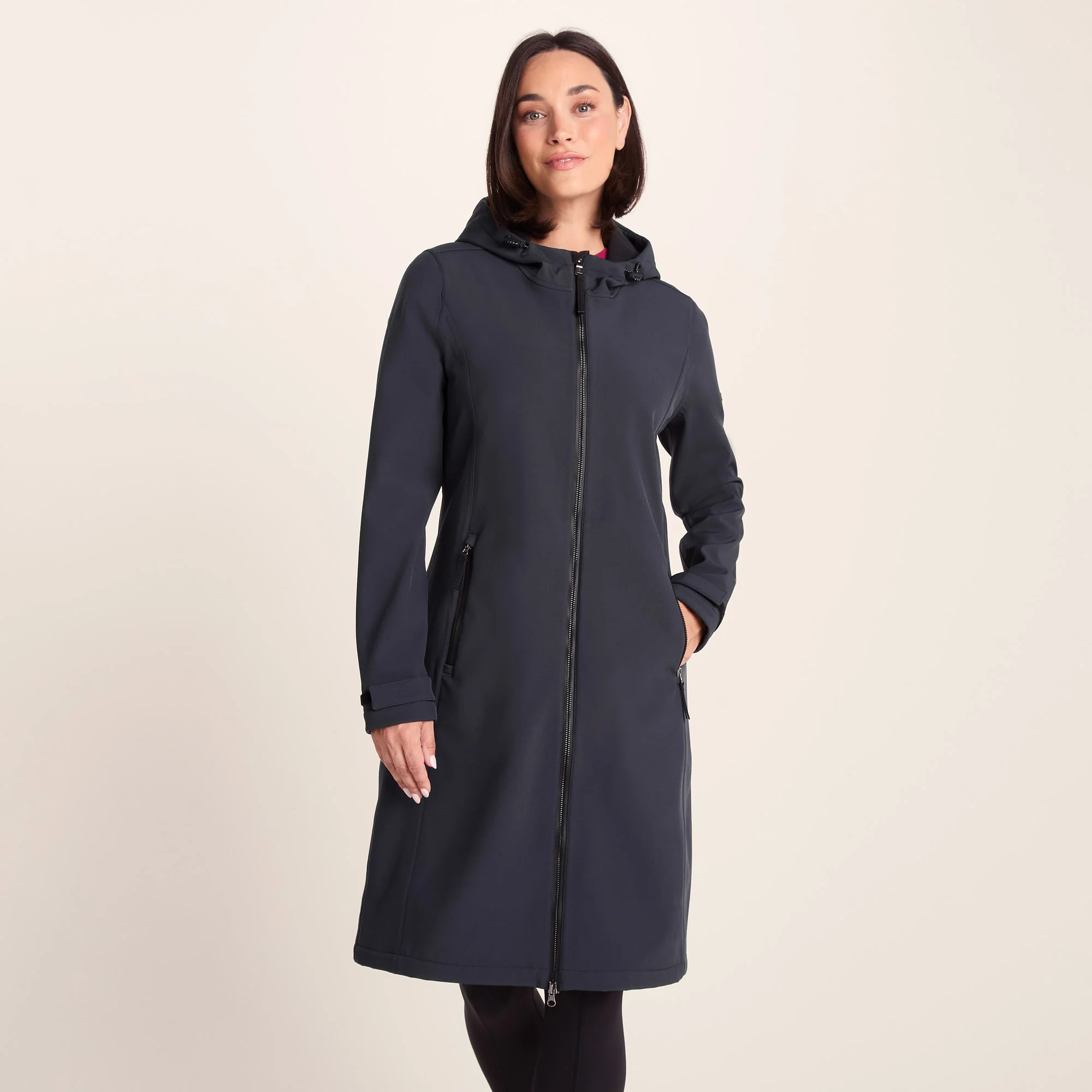 Enya Womens Longline Waterproof Softshell Jacket - Dark Indigo - Image 2