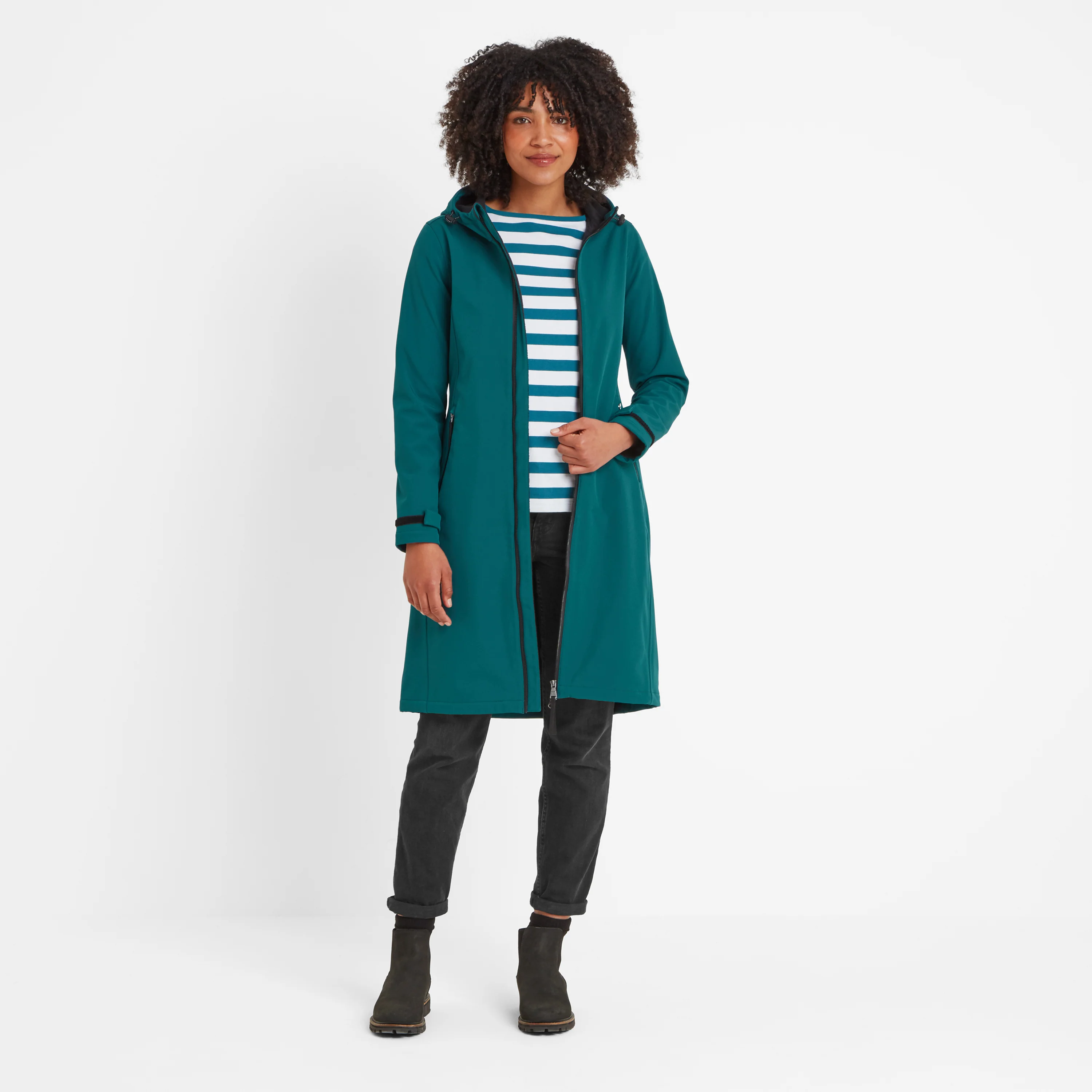 Enya Womens Longline Waterproof Softshell Jacket - Deep Teal