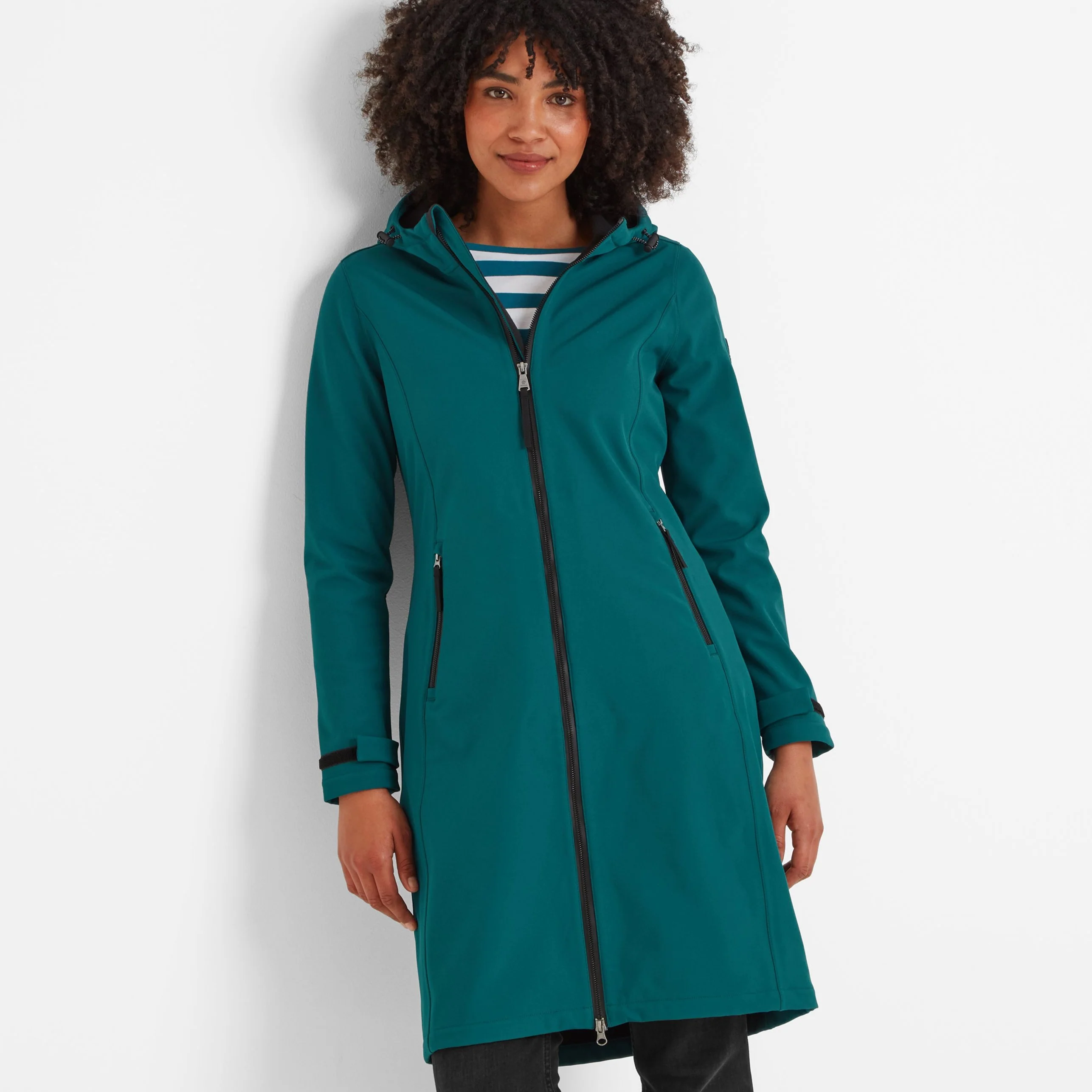 Enya Womens Longline Waterproof Softshell Jacket - Deep Teal - Image 2
