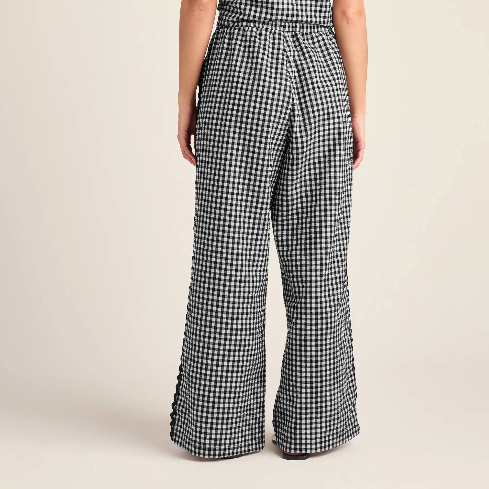 Fearne Womens Gingham Trousers - Black Check - Image 3