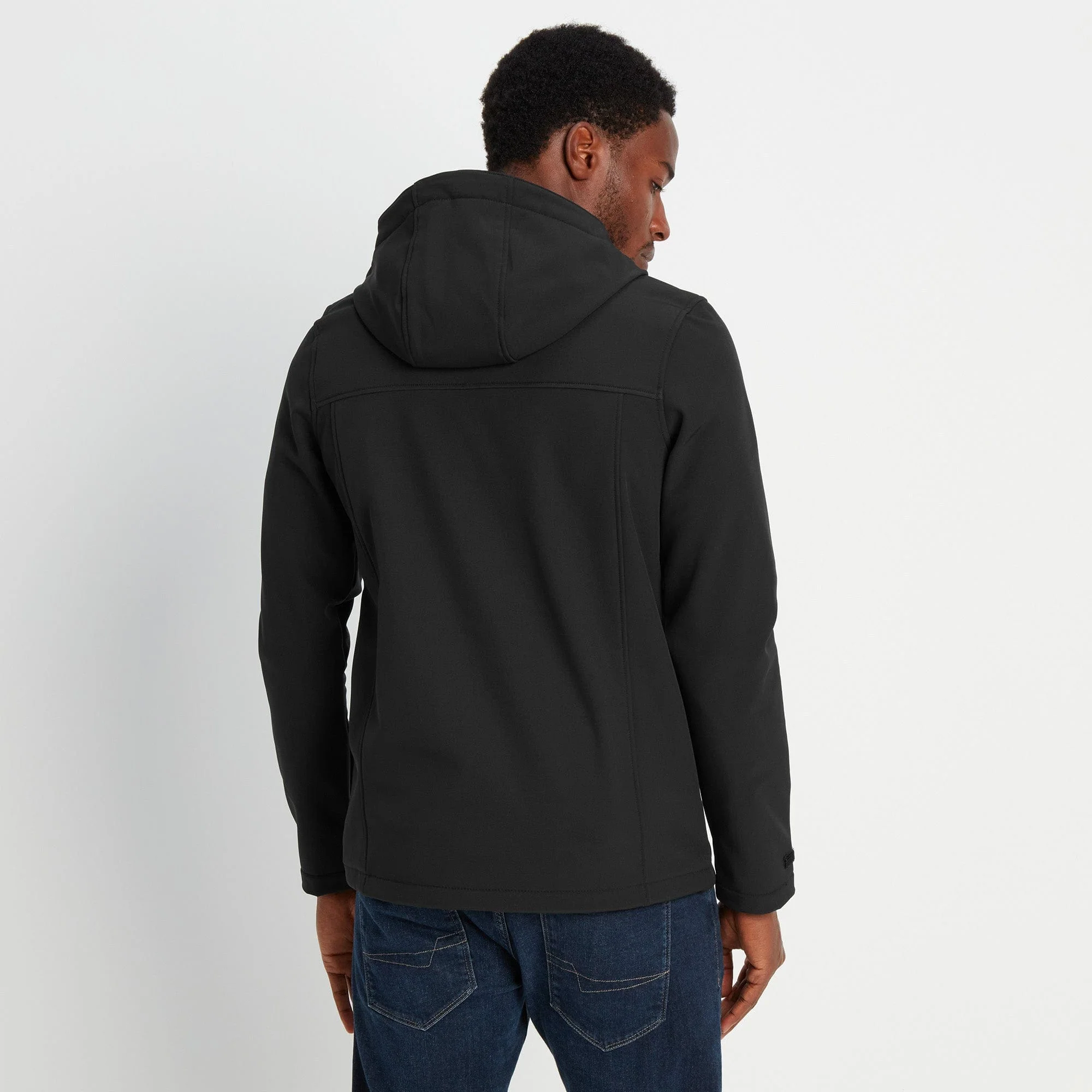 Feizor Mens Shower Resistant Softshell Hooded Jacket - Black - Image 3