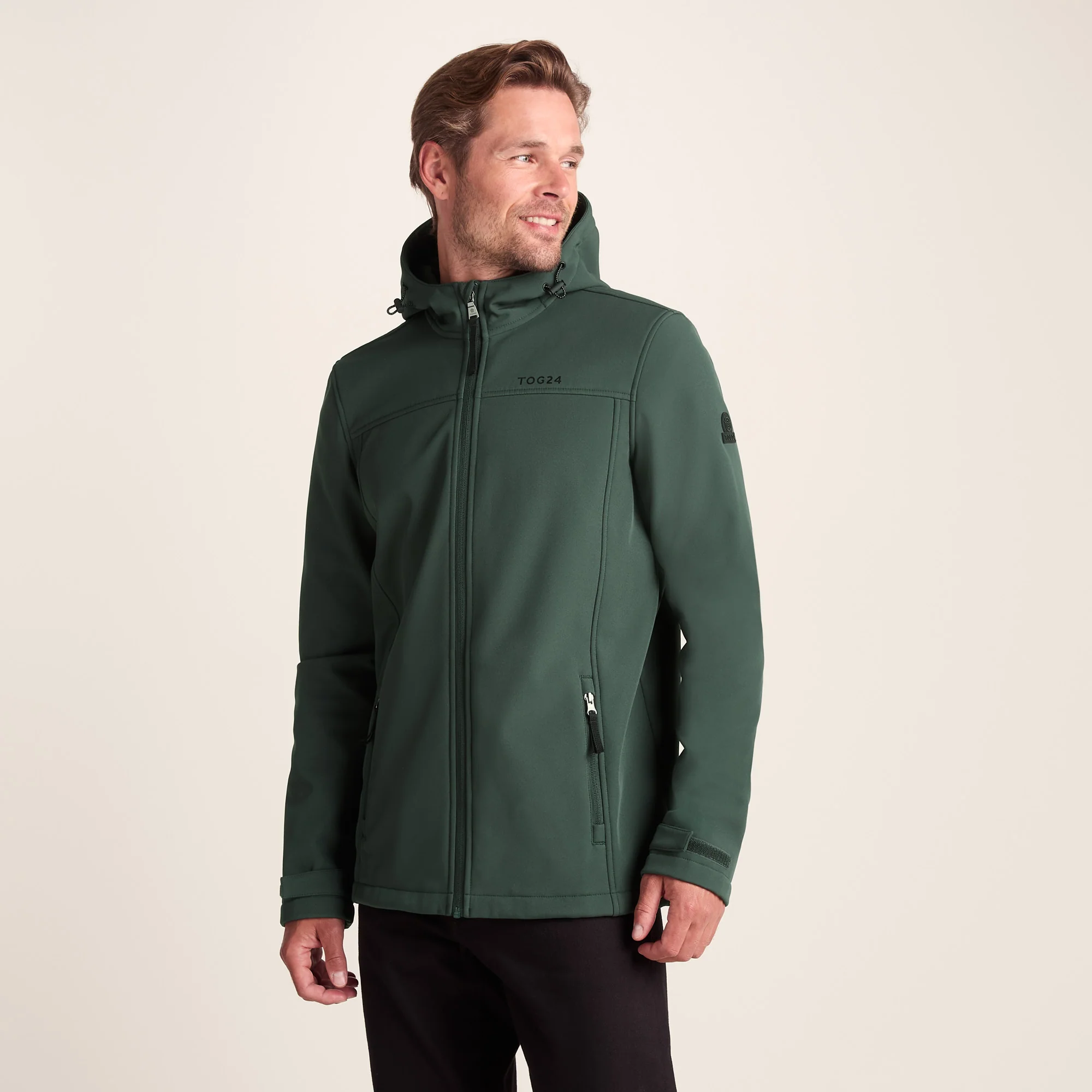 Feizor Mens Shower Resistant Softshell Hooded Jacket - Racing Green - Image 2