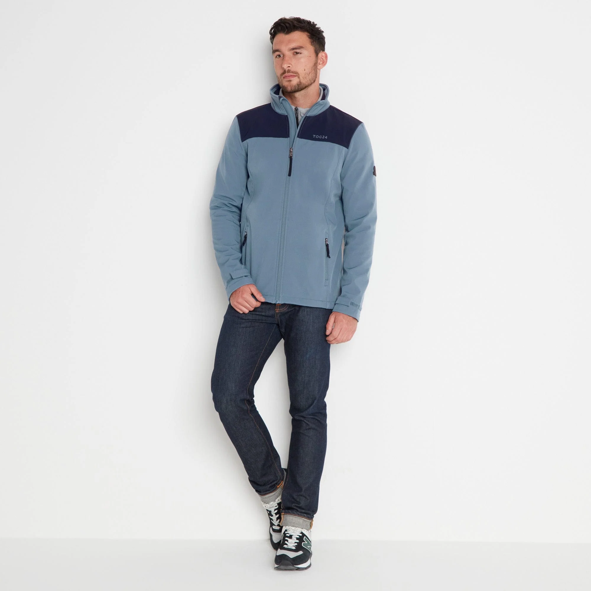 Feizor Mens Shower Resistant Softshell Jacket - Steel Blue/Navy - Image 2
