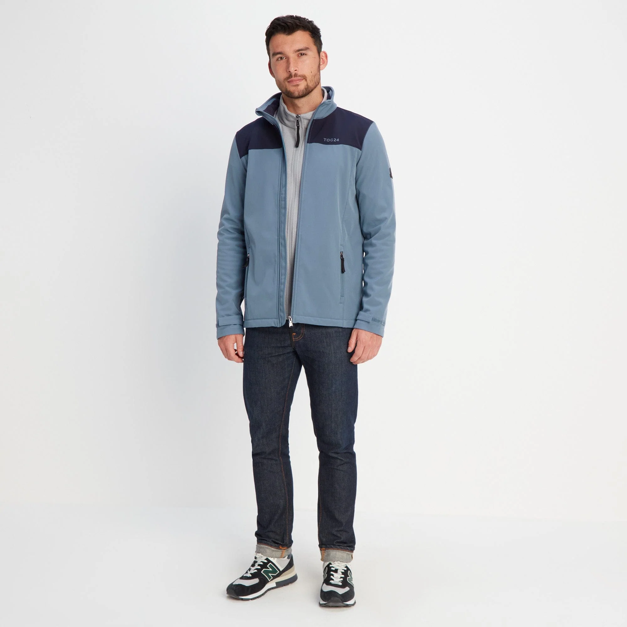 Feizor Mens Shower Resistant Softshell Jacket - Steel Blue/Navy - Image 3