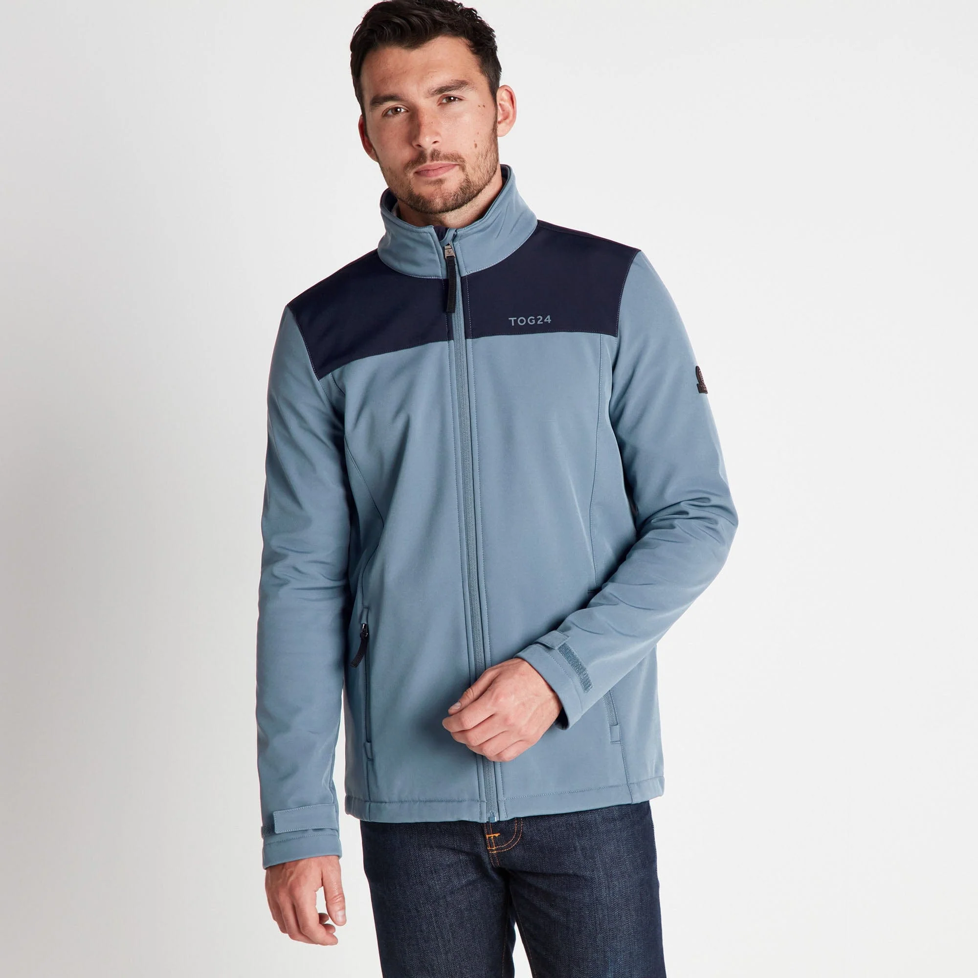 Feizor Mens Shower Resistant Softshell Jacket - Steel Blue/Navy - Image 4