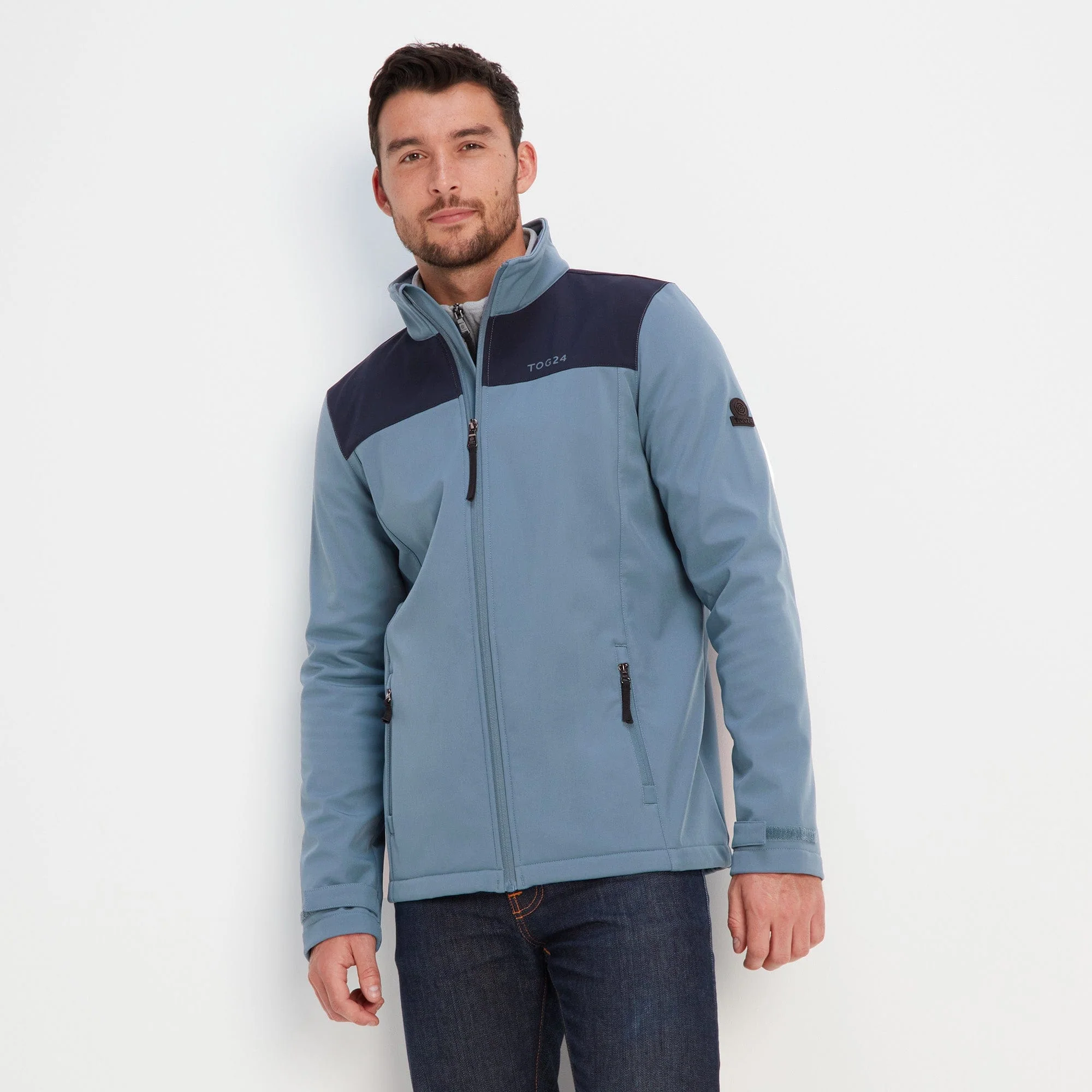 Feizor Mens Shower Resistant Softshell Jacket - Steel Blue/Navy - Image 8