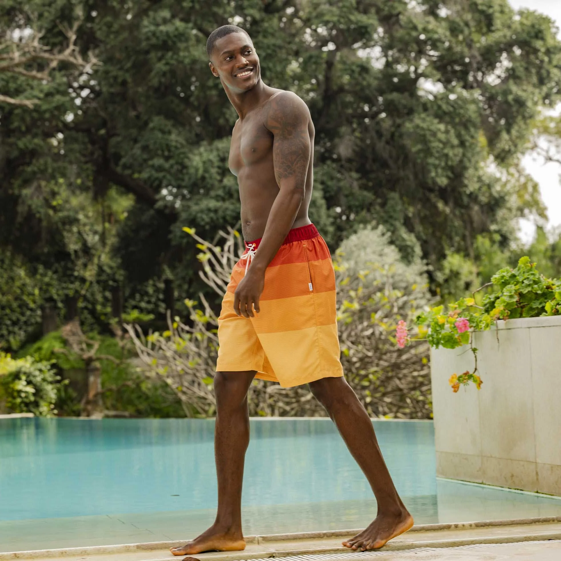 Felix Mens Swimshorts - Tangerine Stripe