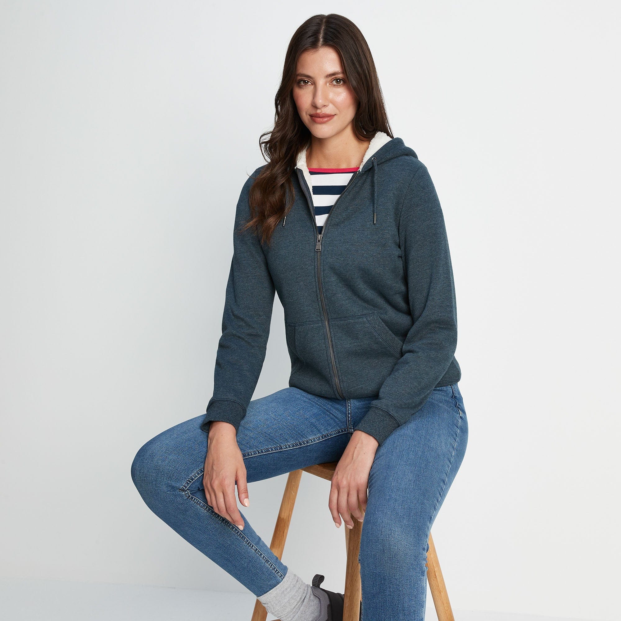 Finch Womens Supersoft Sherpa Fleece Lined Hoody - Dark Indigo Marl - Image 4