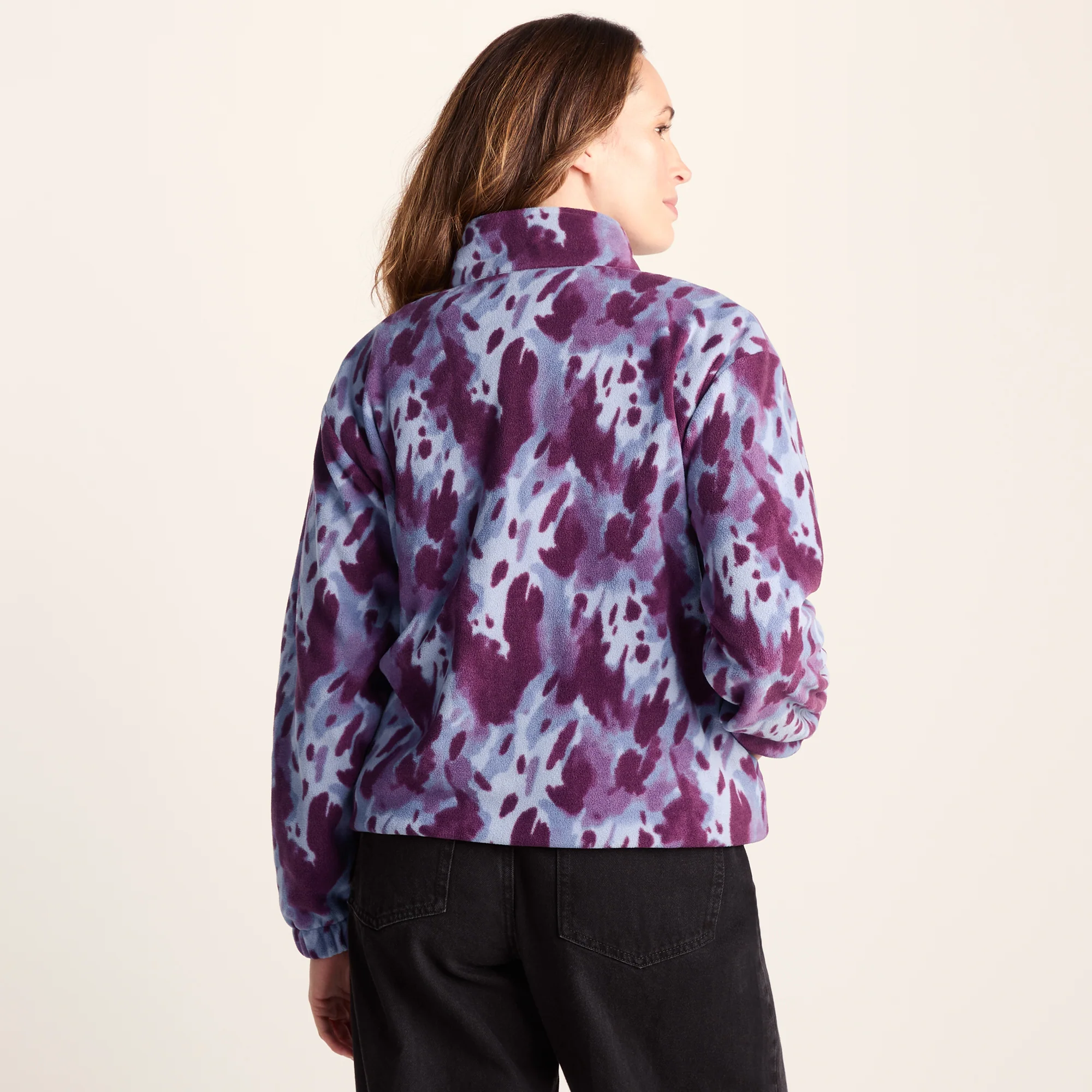 Firan Womens Relaxed Fit Microfleece Jacket - Smokey Blue Print - Image 3