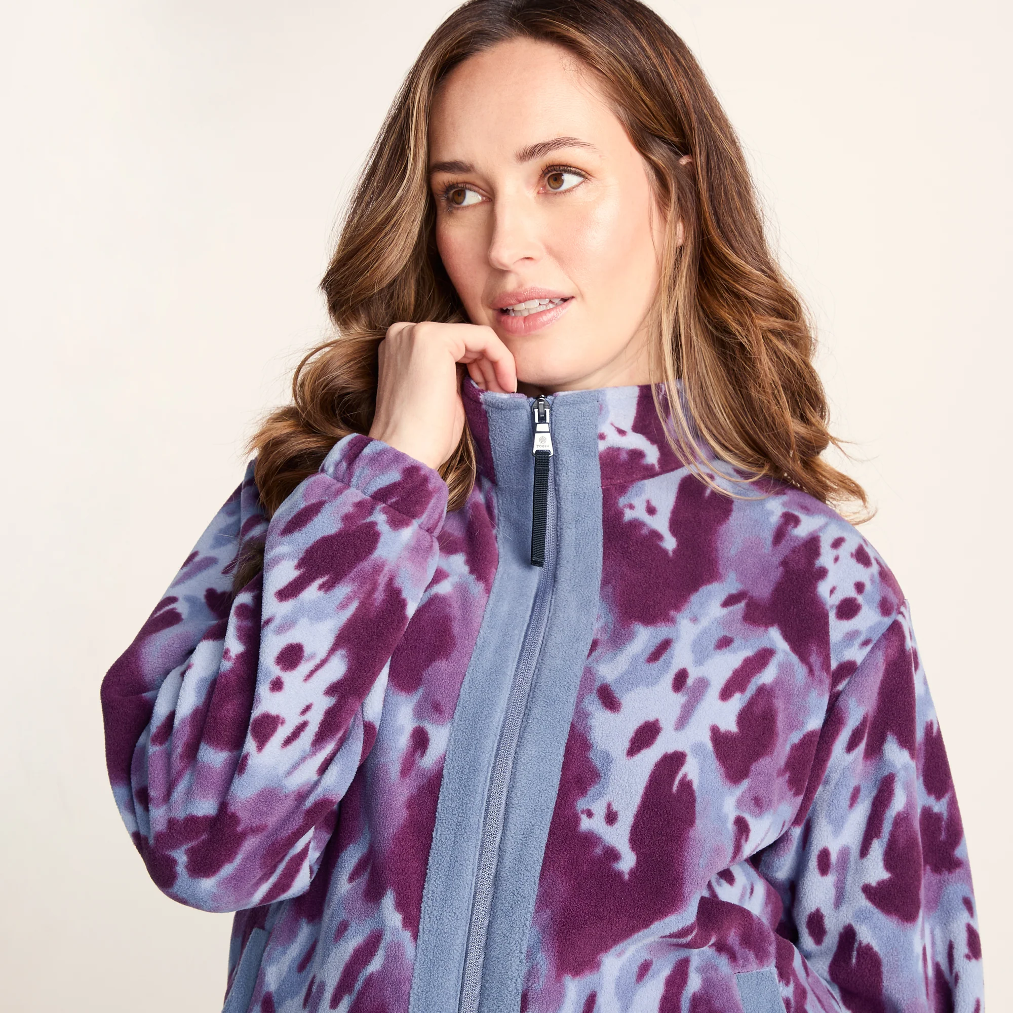 Firan Womens Relaxed Fit Microfleece Jacket - Smokey Blue Print - Image 5