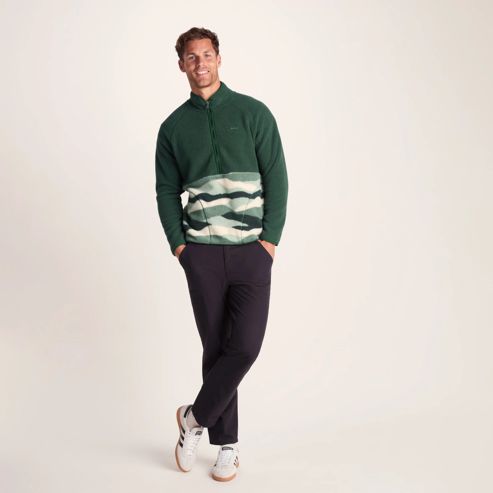 Flaxley Mens Sherpa Fleece - Racing Green Landscape Print - Image 3