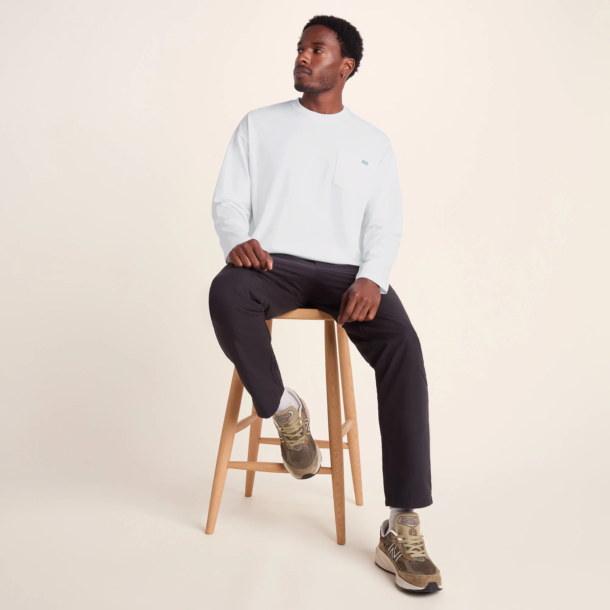Formby Mens Relaxed Fit Long Sleeve Supersoft Jersey T-Shirt - Optic White - Image 3