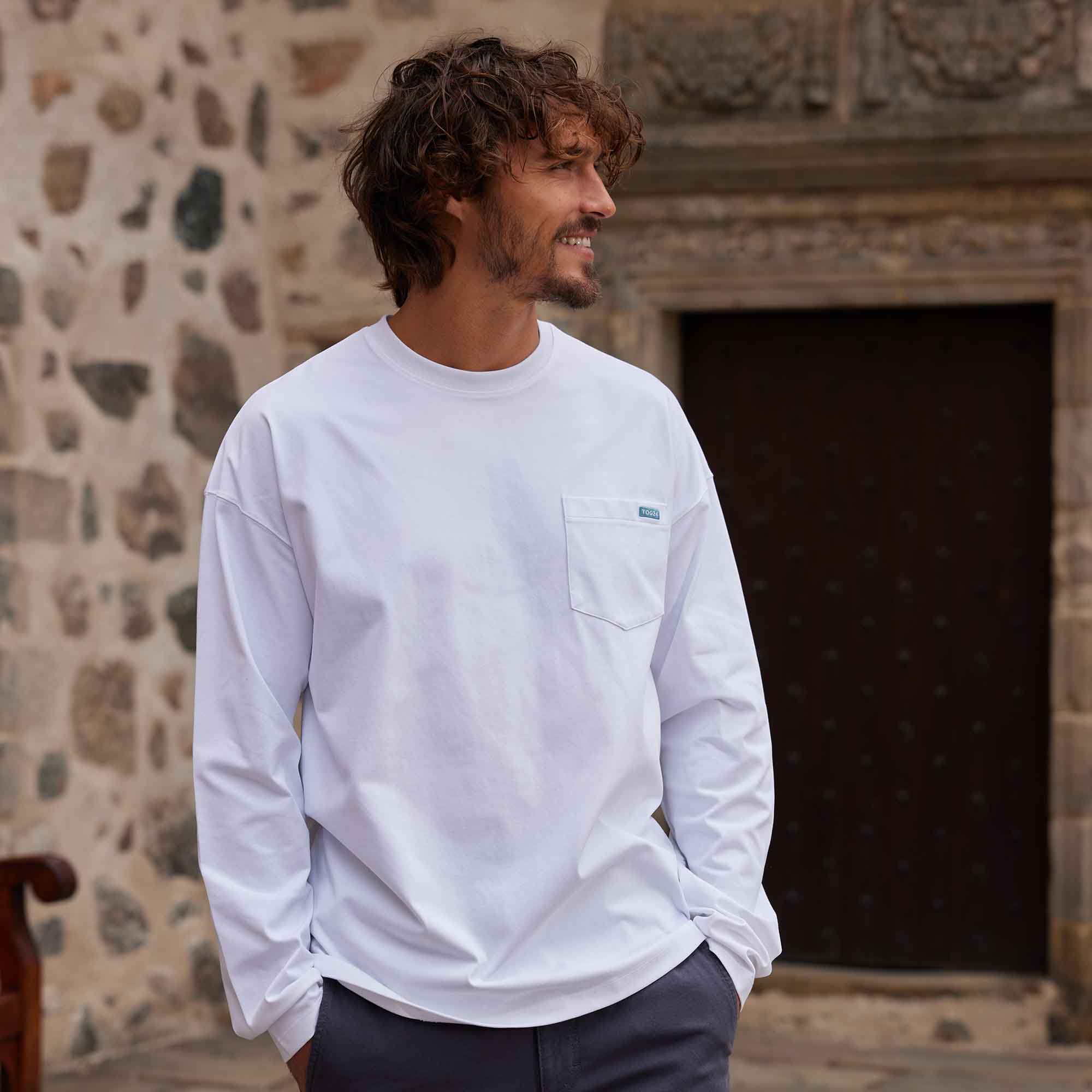 Formby Mens Relaxed Fit Long Sleeve Supersoft Jersey T-Shirt - Optic White - Image 5