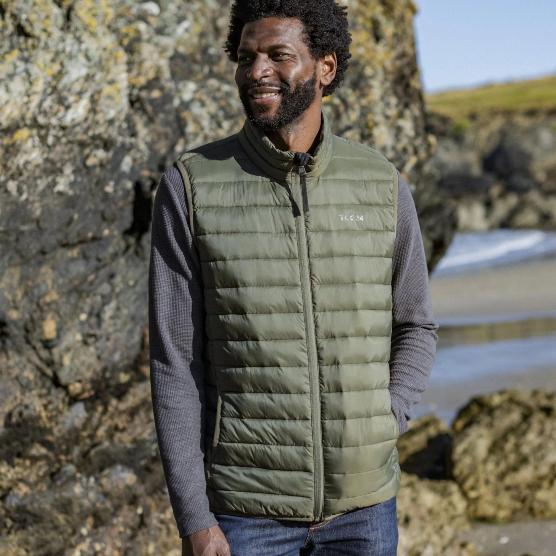 Gibson Mens Insulated Padded Gilet - Khaki - Image 2