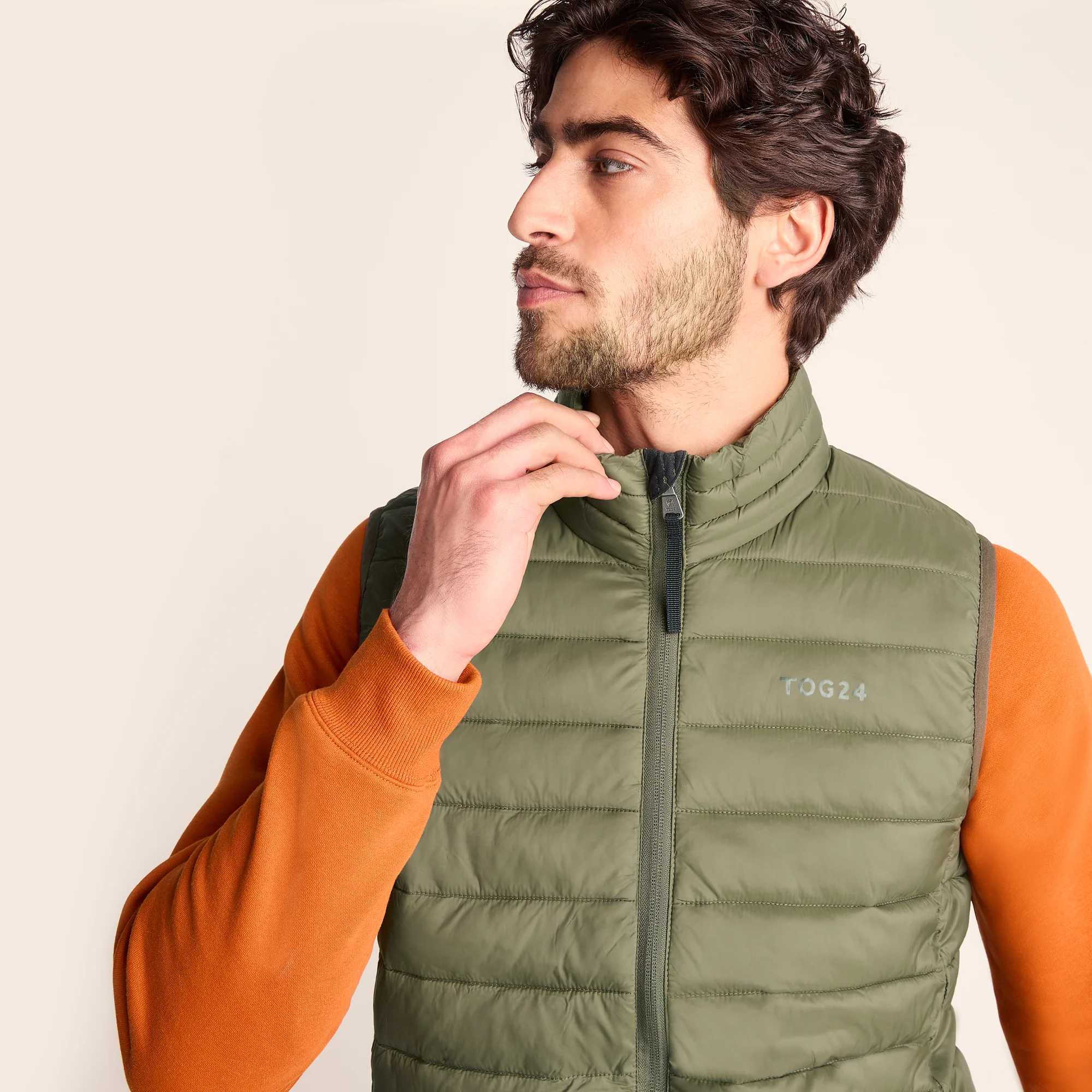 Gibson Mens Insulated Padded Gilet - Khaki - Image 4