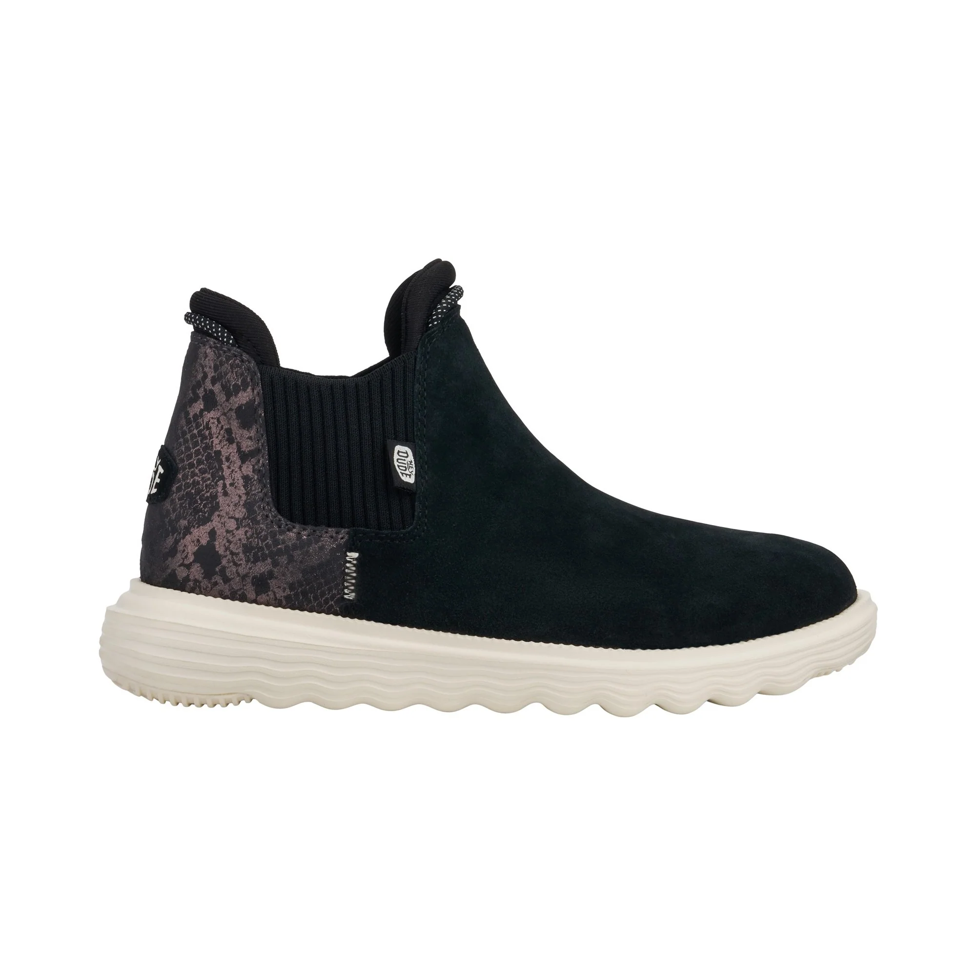 HEYDUDE Branson Suede Novelty Womens Ankle Boots - Black/Snake - Image 4