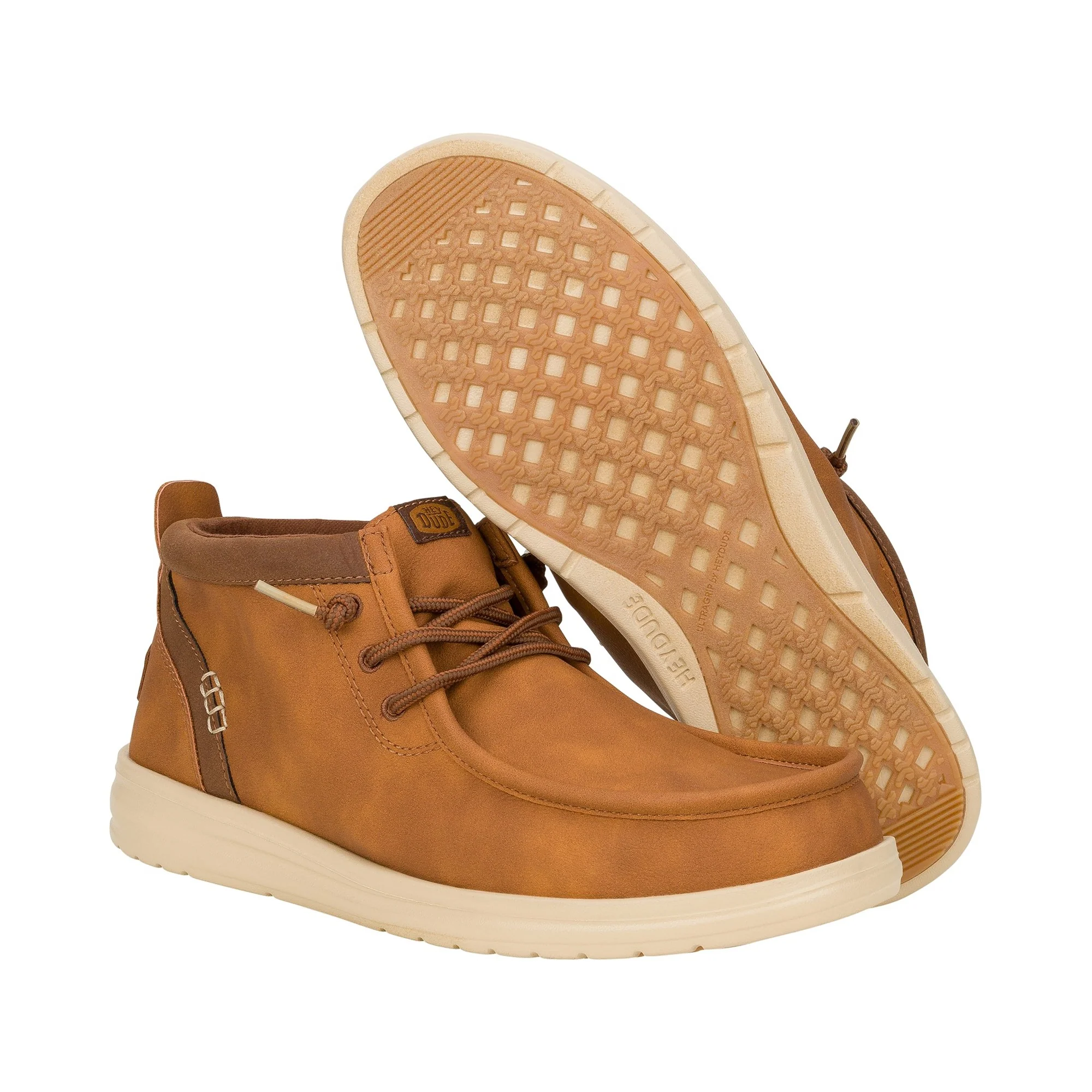 HEYDUDE Wally Mid GripR Classic Mens Boots - Cognac/Tan - Image 3