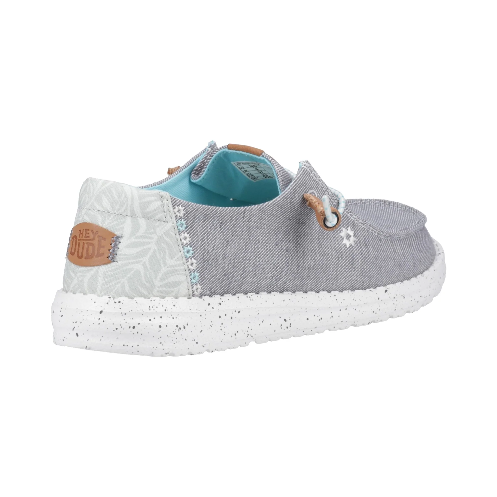 HEYDUDE Wendy Heathered Slub Tropical Womens Shoe - Grey - Image 2