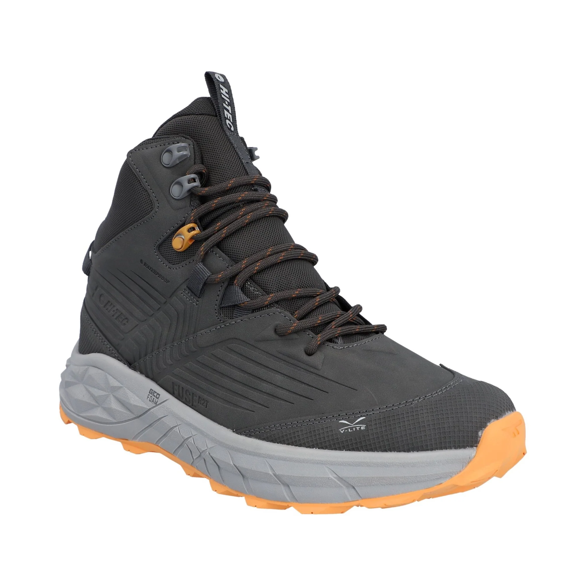 Hi-Tec Fuse Trek Mid Mens Hiking Boot - Steel/Charcoal/Bright Marigold