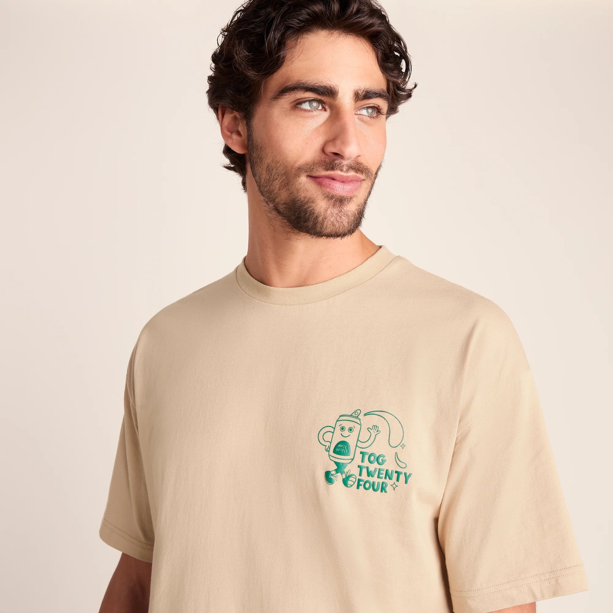 Hop Mens Relaxed Fit Premium Supersoft Hattie Clark T-Shirt - Classic Beige - Image 5