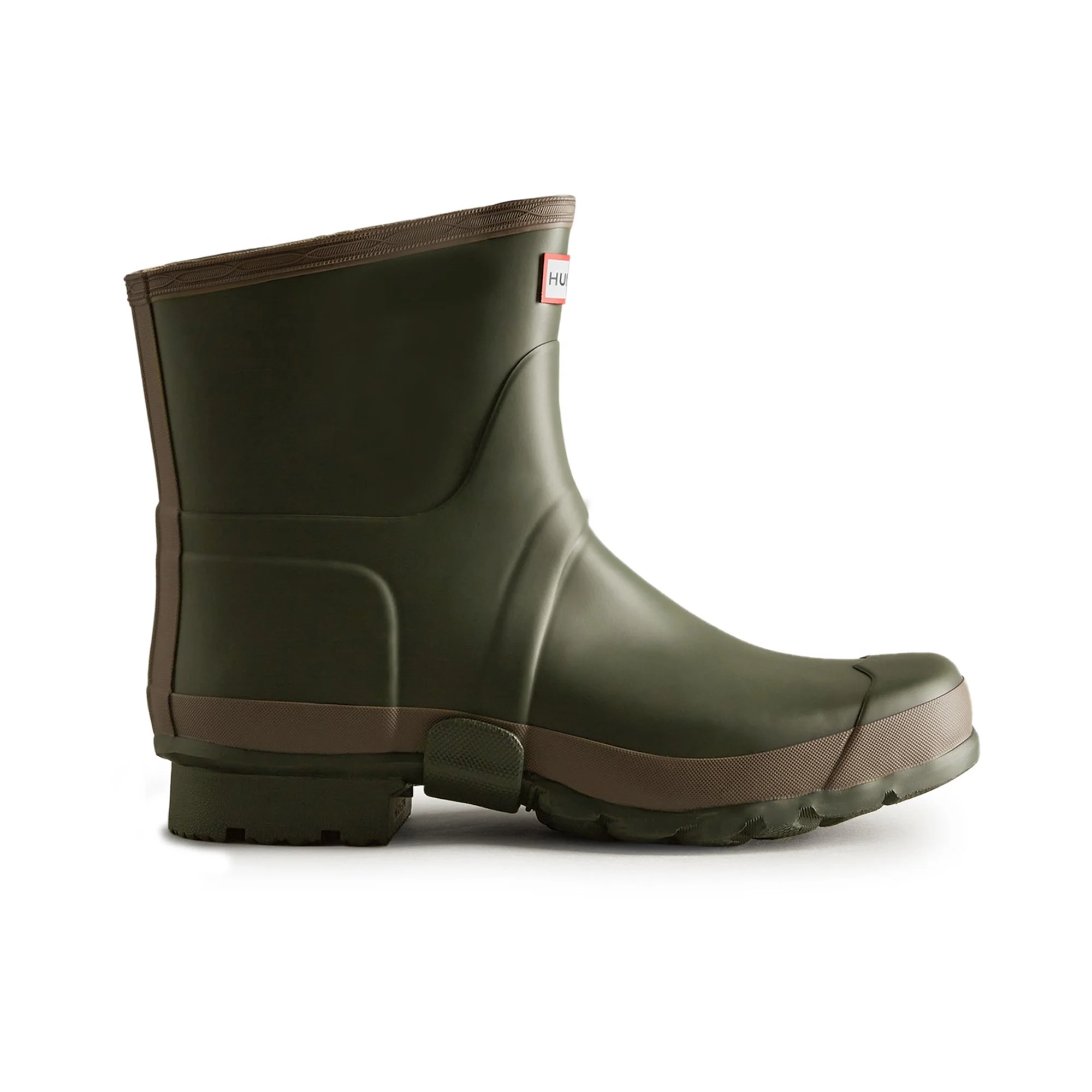 Hunter Gardener Short Mens Wellington Boot - Dark Olive/Clay - Image 4