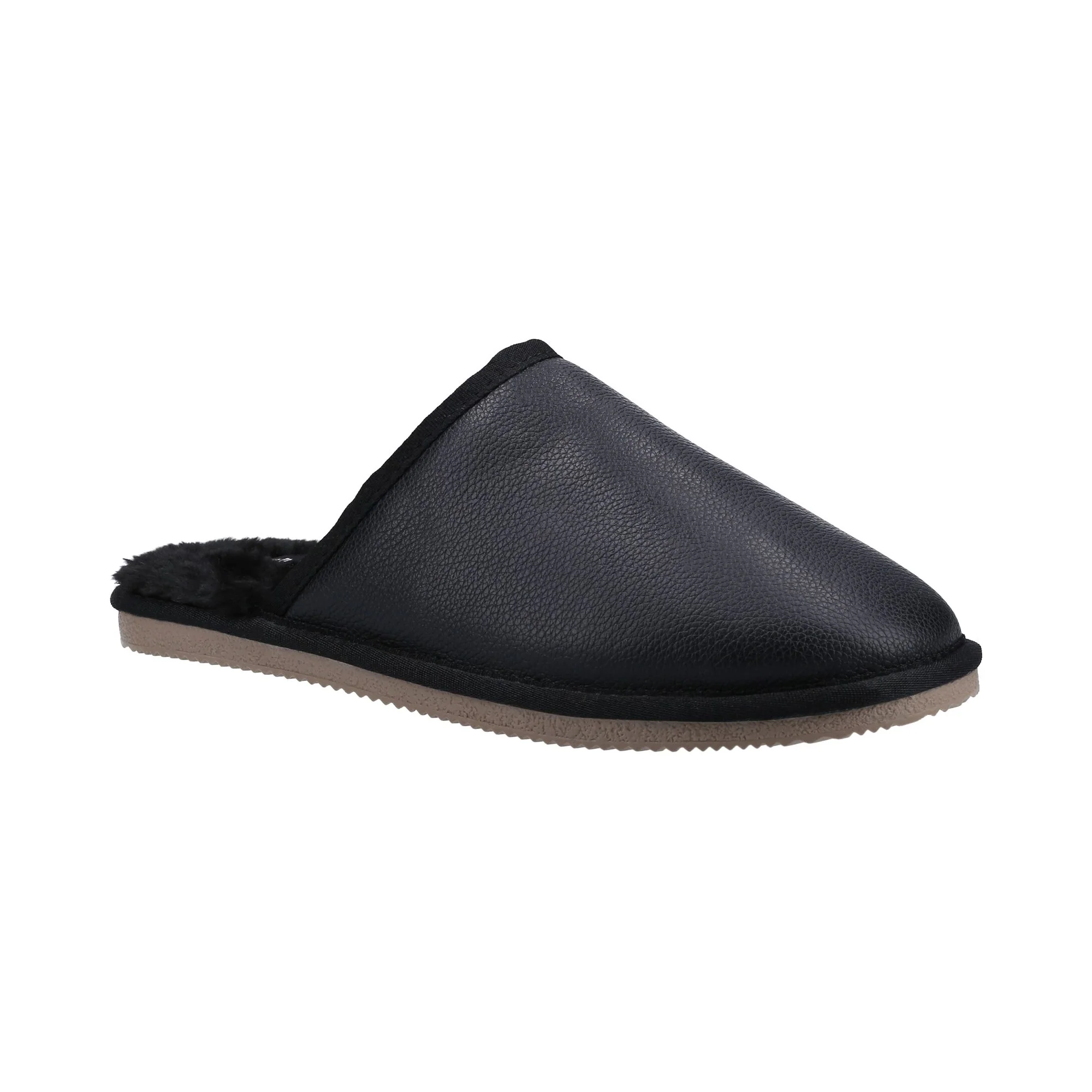 Hush Puppies Coady Leather Slipper Mens - Black