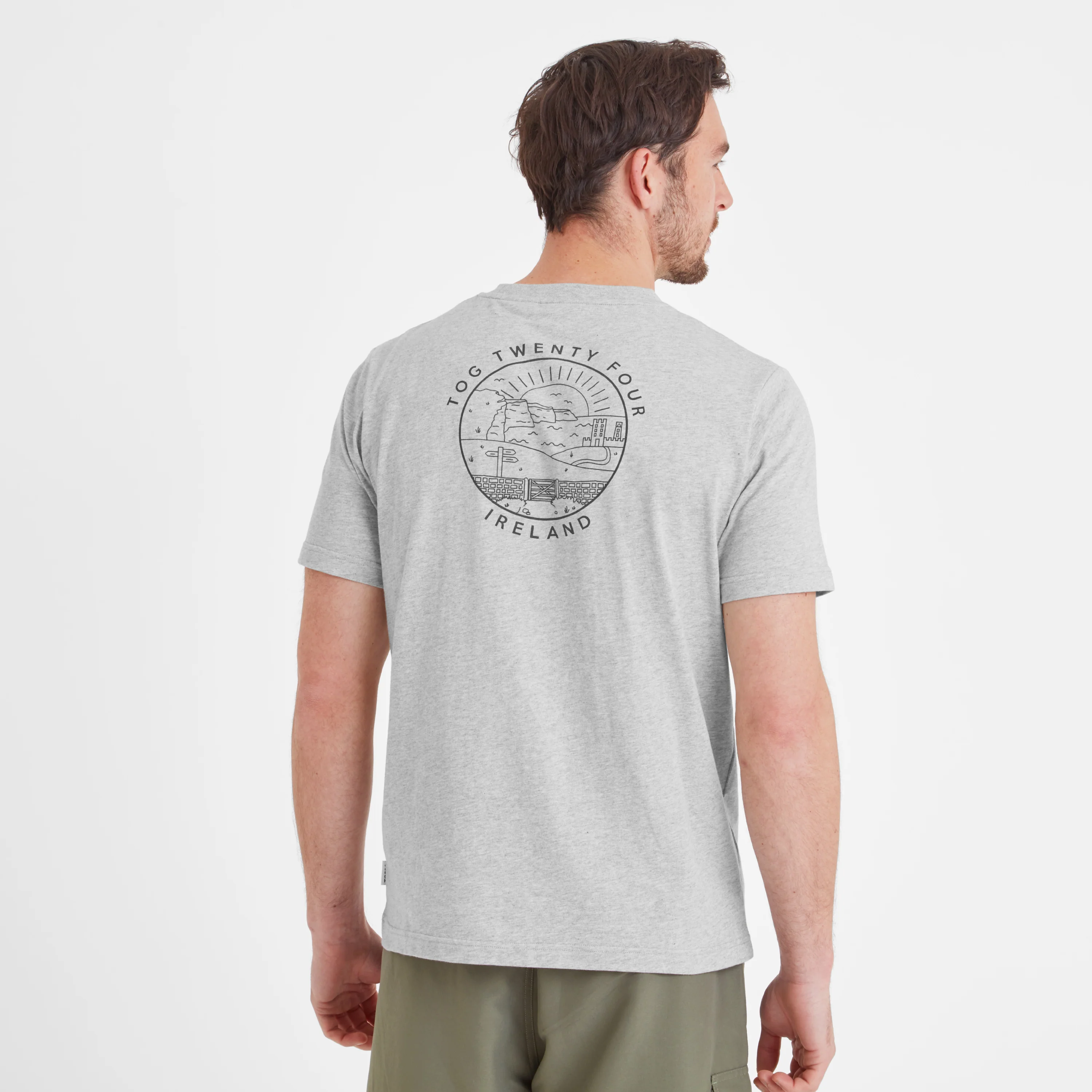 Ireland Mens 100% Cotton T-Shirt - Light Grey Marl - Image 2