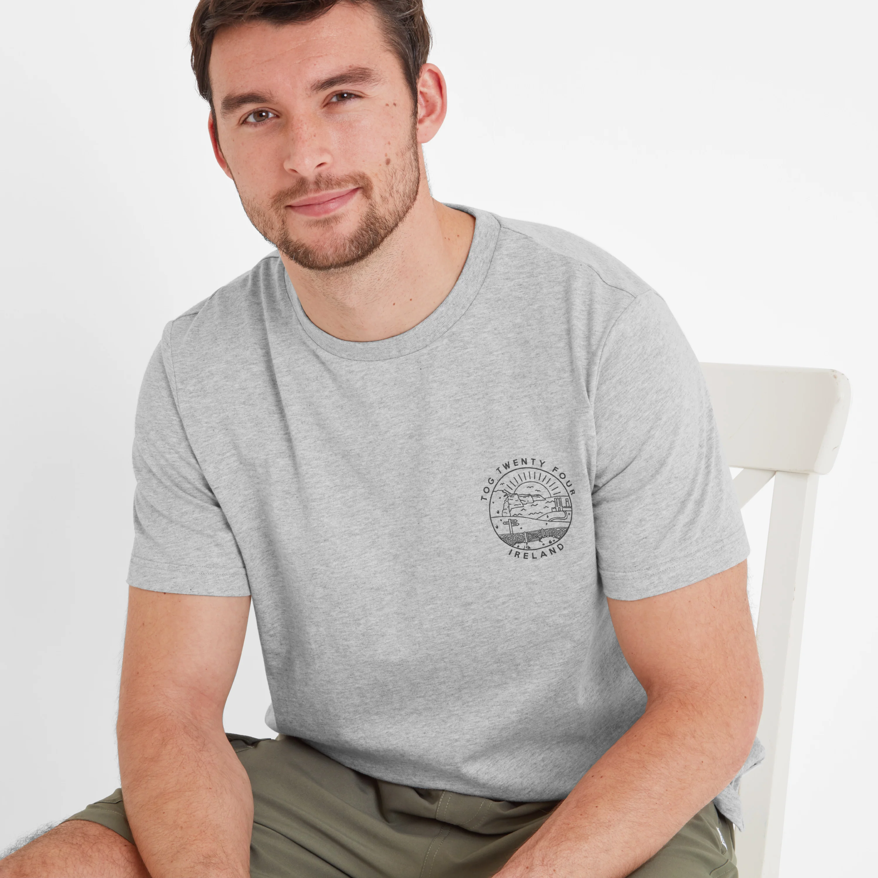 Ireland Mens 100% Cotton T-Shirt - Light Grey Marl - Image 4