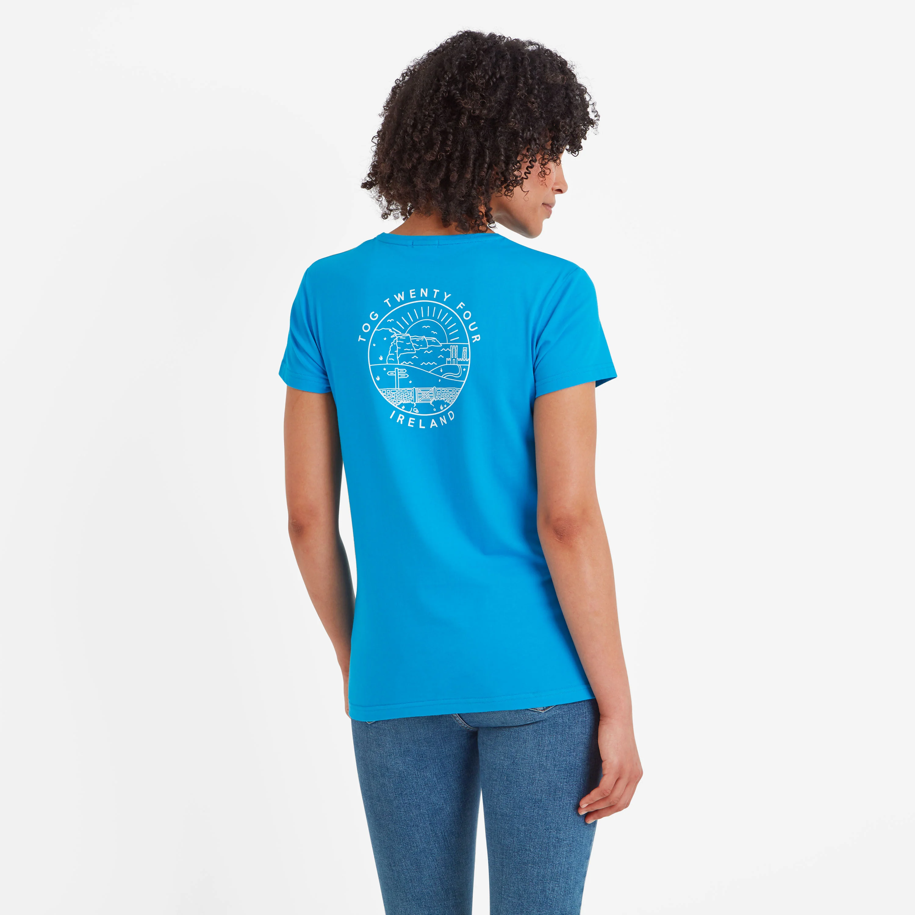 Ireland Womens 100% Cotton T-Shirt - Azure Blue - Image 2