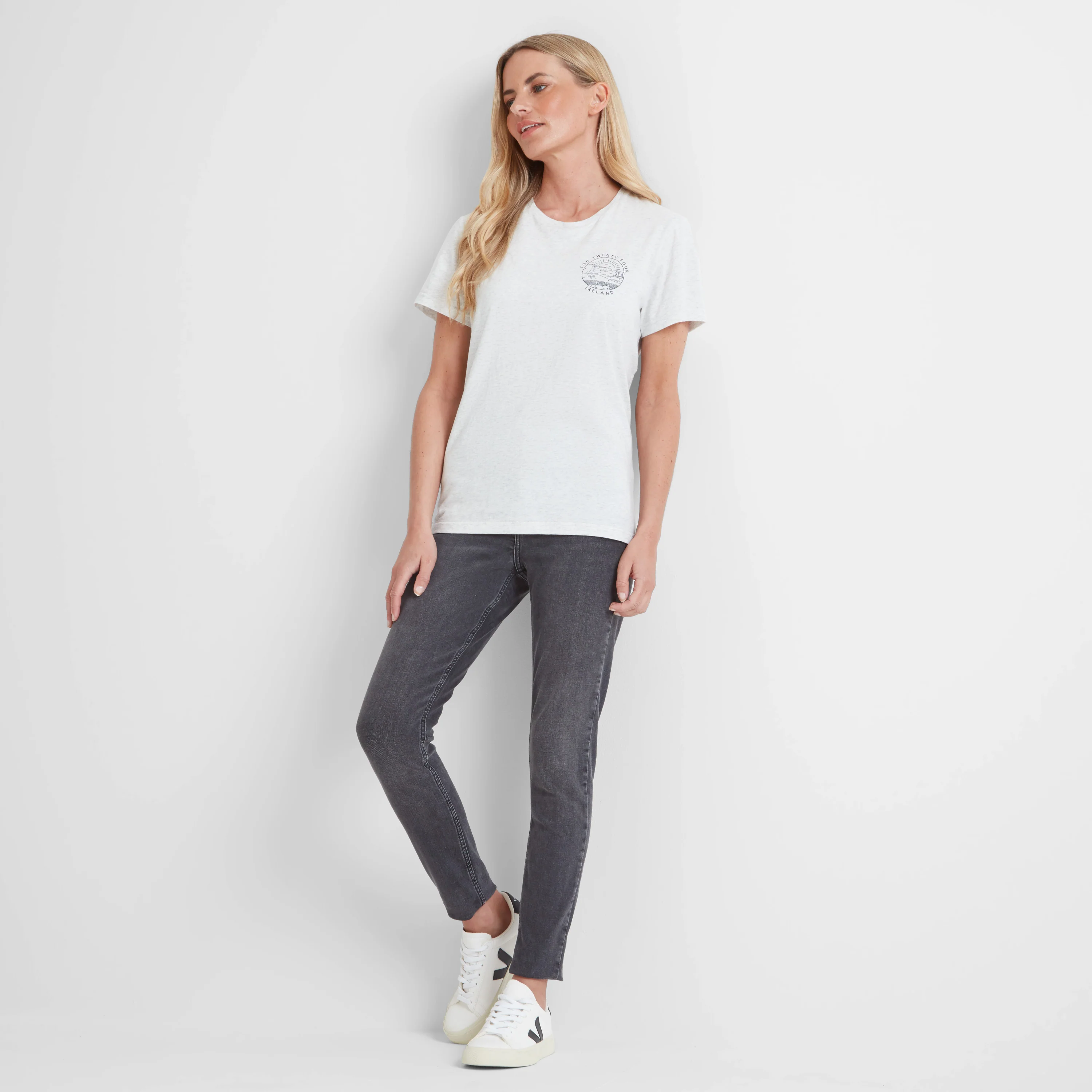 Ireland Womens 100% Cotton T-Shirt - Ice Grey Marl