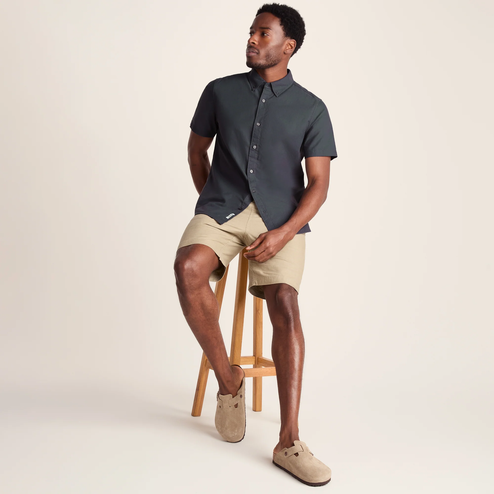 Jayden Mens 100% Cotton Short Sleeve Shirt - Deep Slate - Image 4
