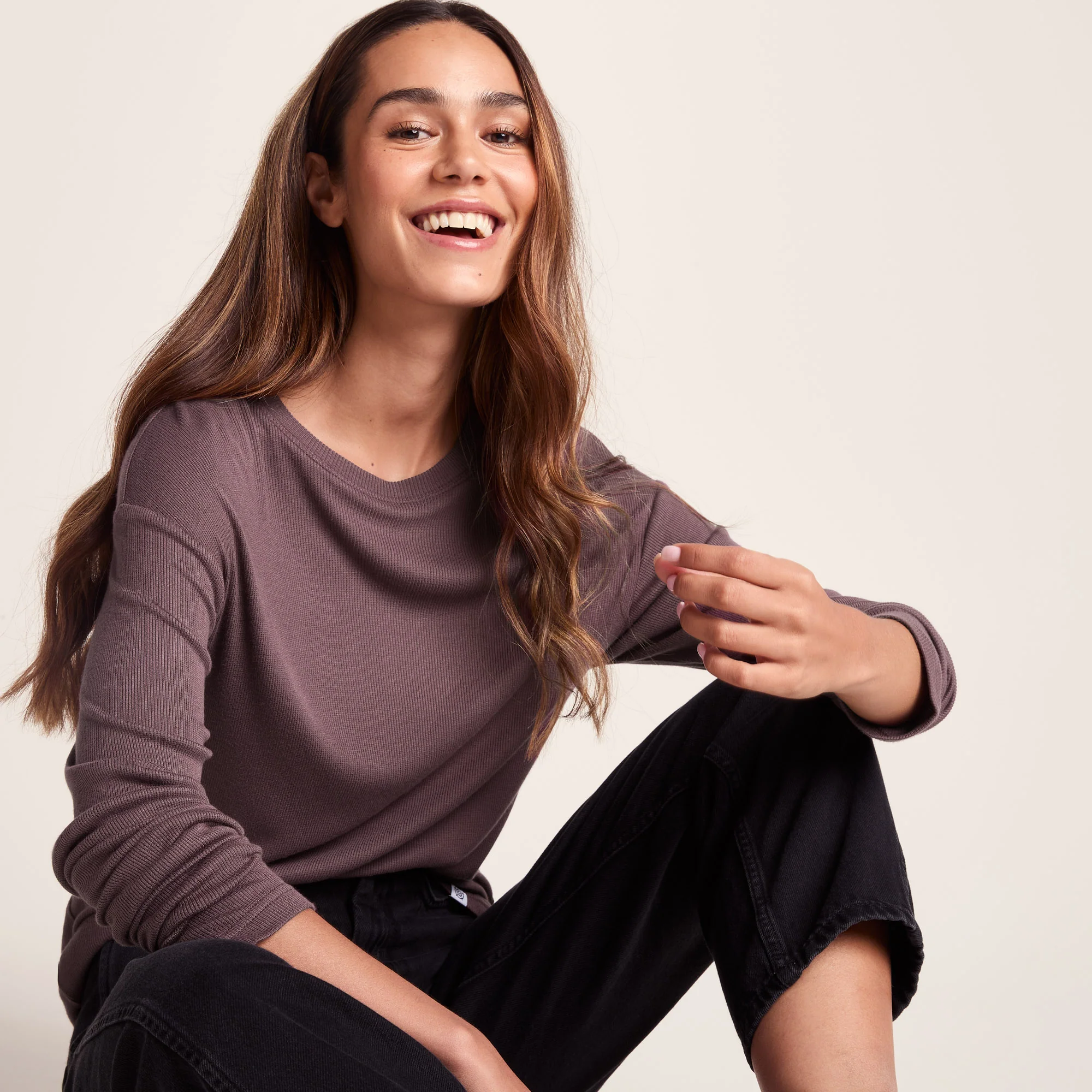 Jemma Womens Long Sleeve Supersoft T-Shirt - Dark Mauve - Image 5
