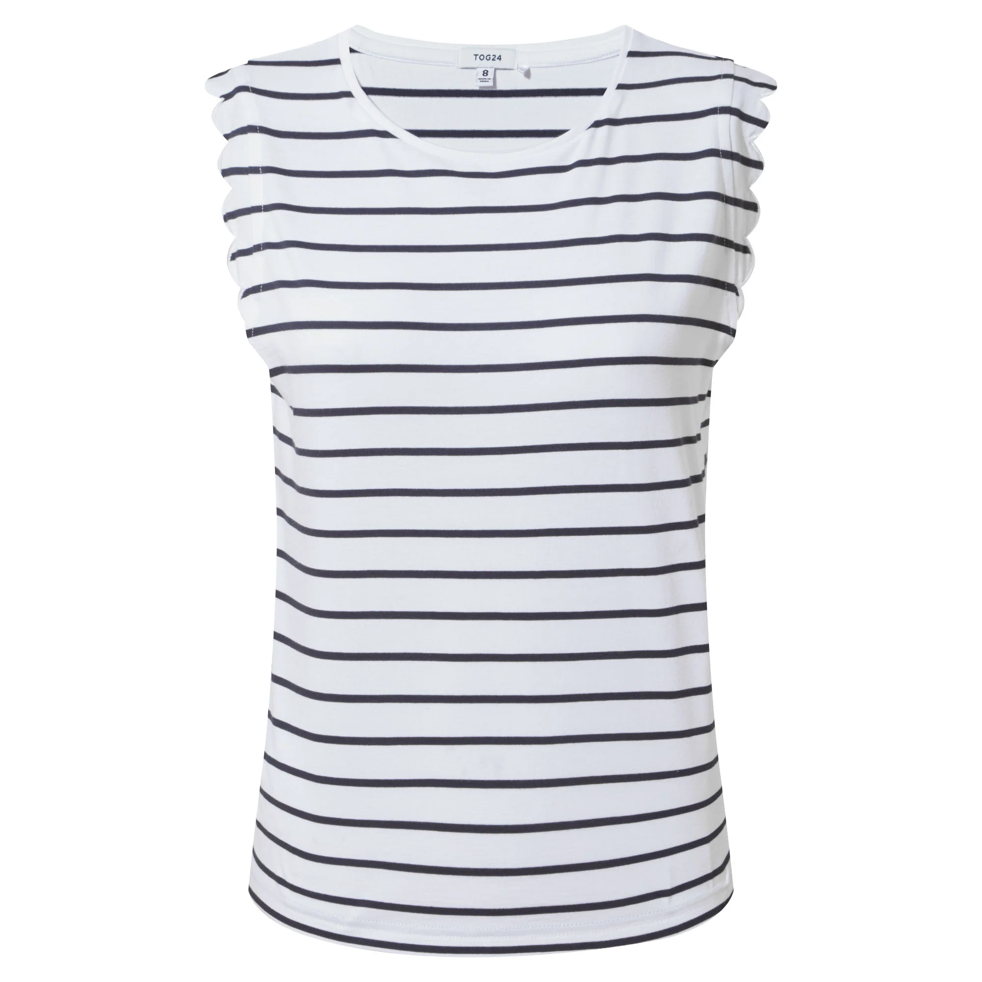 Katie Womens 100% Cotton Supersoft Vest - Optic White/Dk Indigo - Image 6