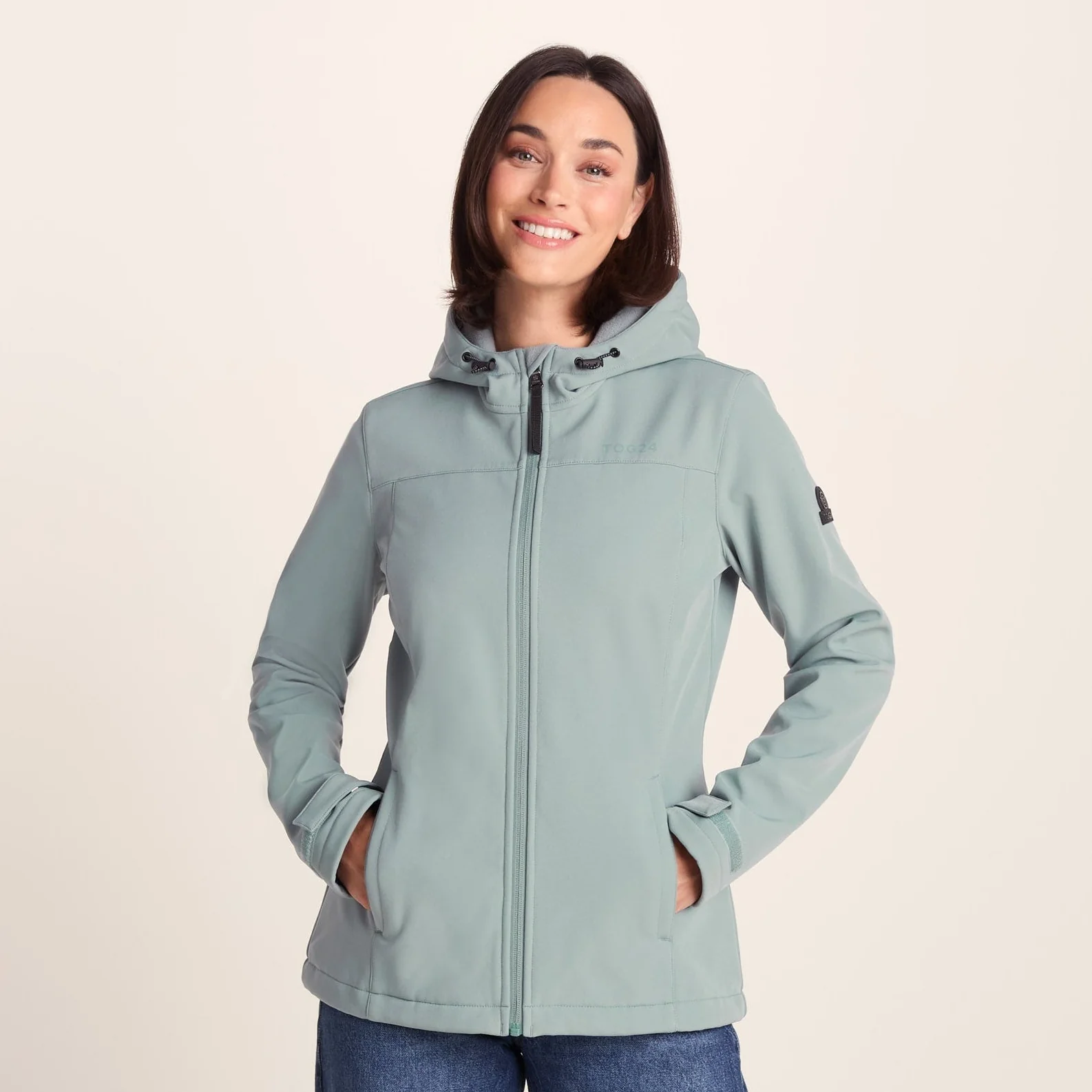 Keld Womens Shower Resistant Hooded Softshell Jacket - Smokey Teal - Image 3