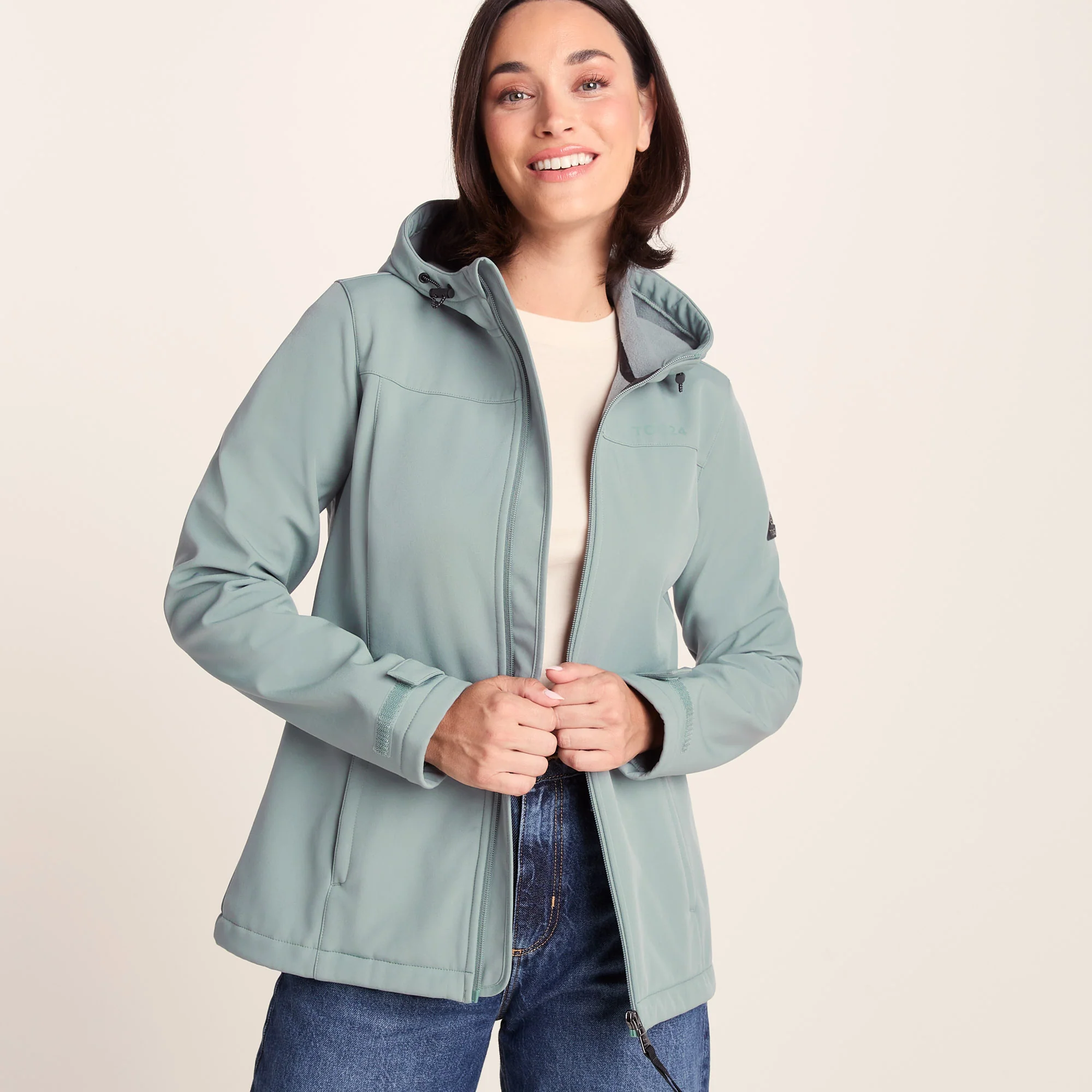 Keld Womens Shower Resistant Hooded Softshell Jacket - Smokey Teal - Image 8
