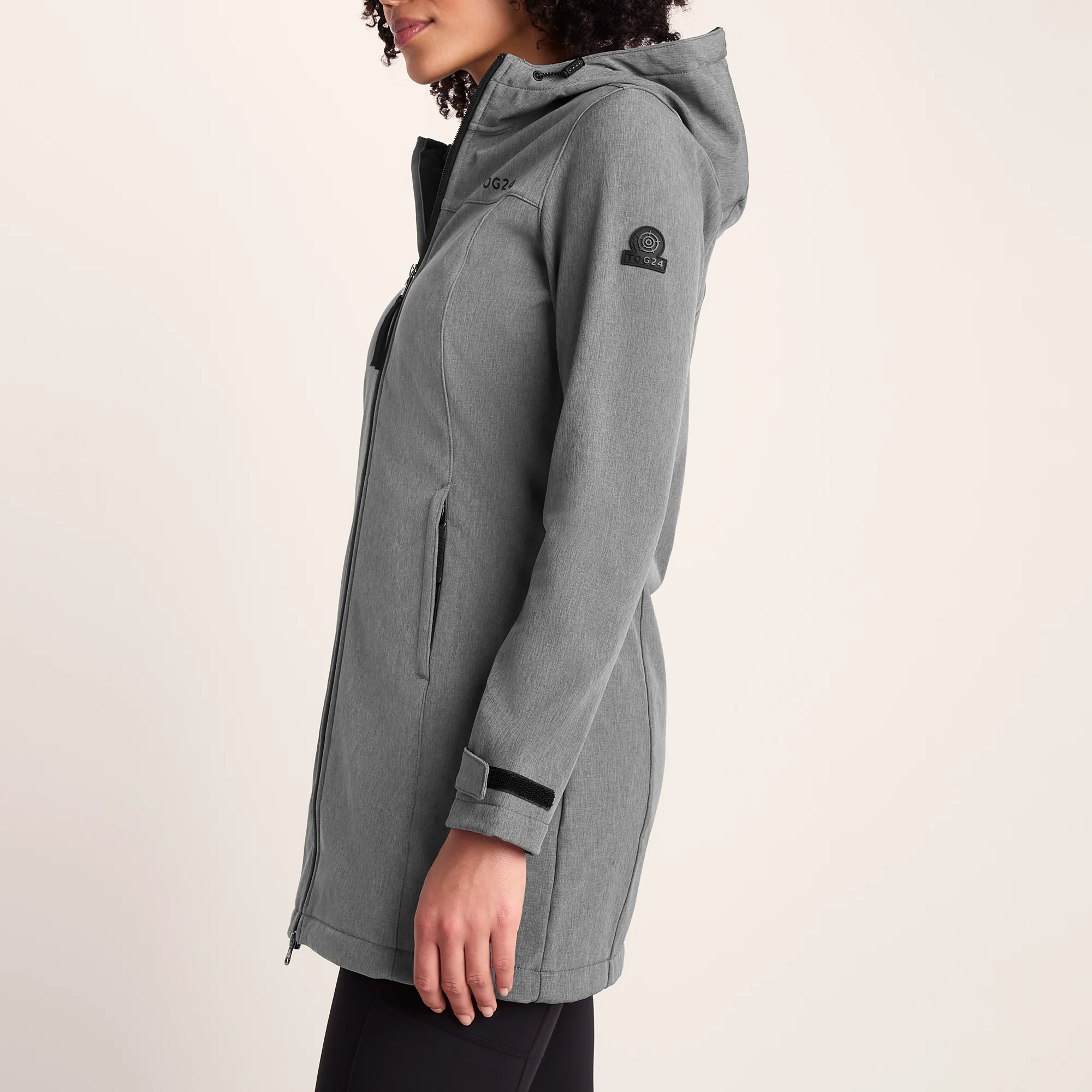Keld Womens Long Shower Resistant Hooded Softshell Jacket - Dark Grey - Image 6