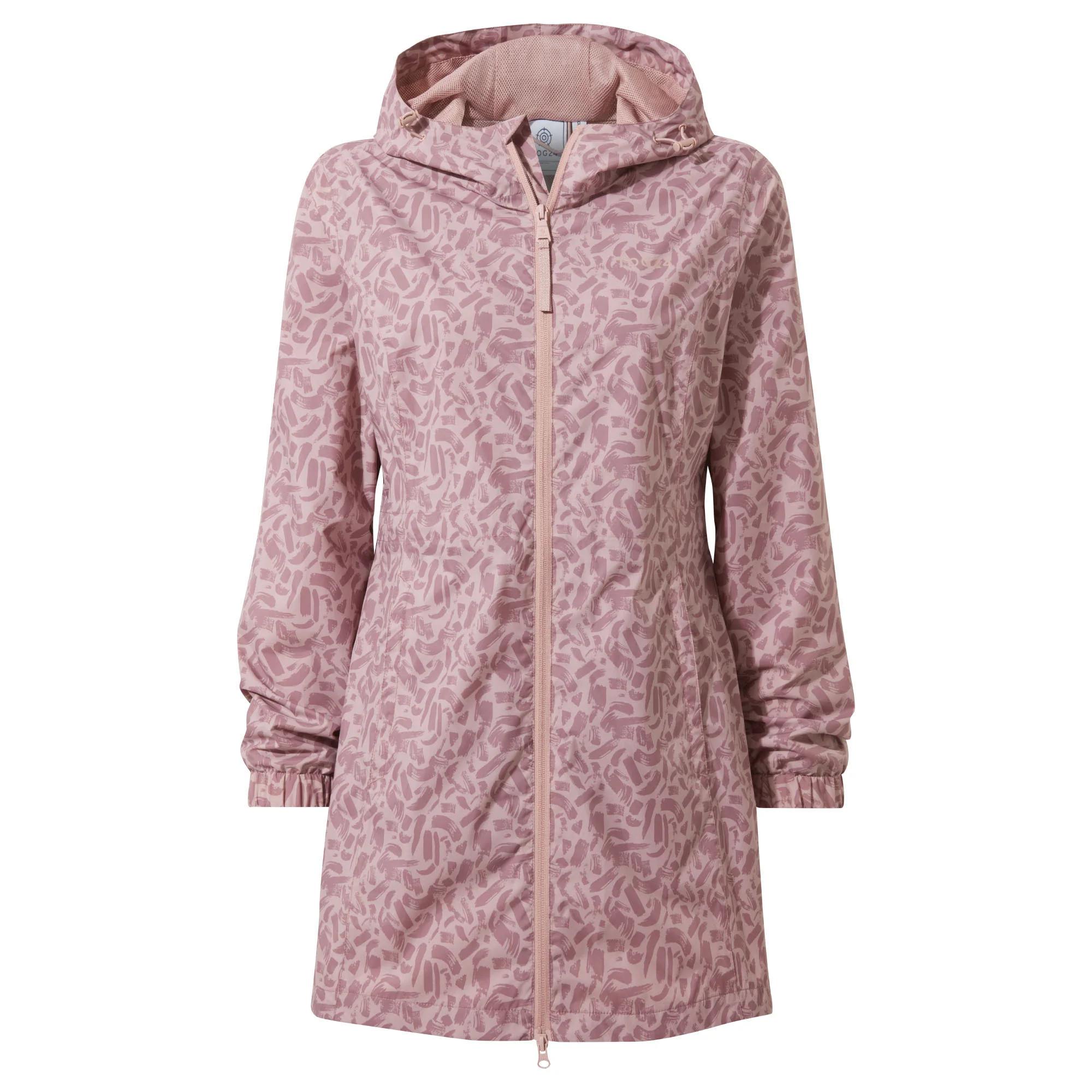 Kilnsey Womens Waterproof  Jacket - Dusky Rose Brushstroke Print - Image 7