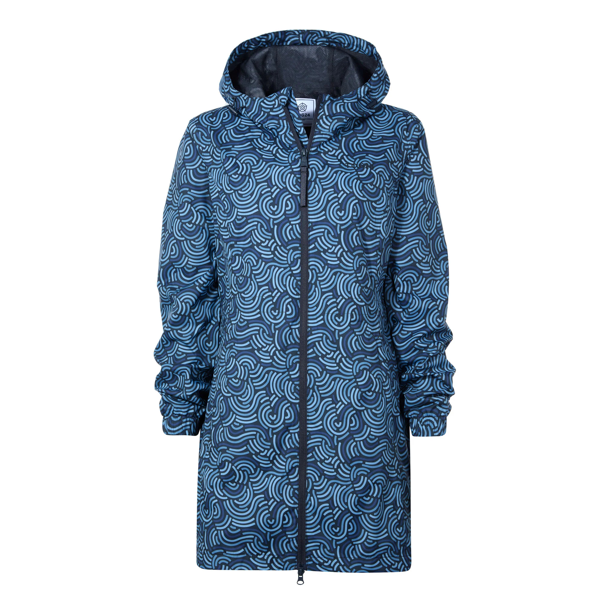 Kilnsey Womens Waterproof Jacket - Smokey Blue Wave Print - Image 7