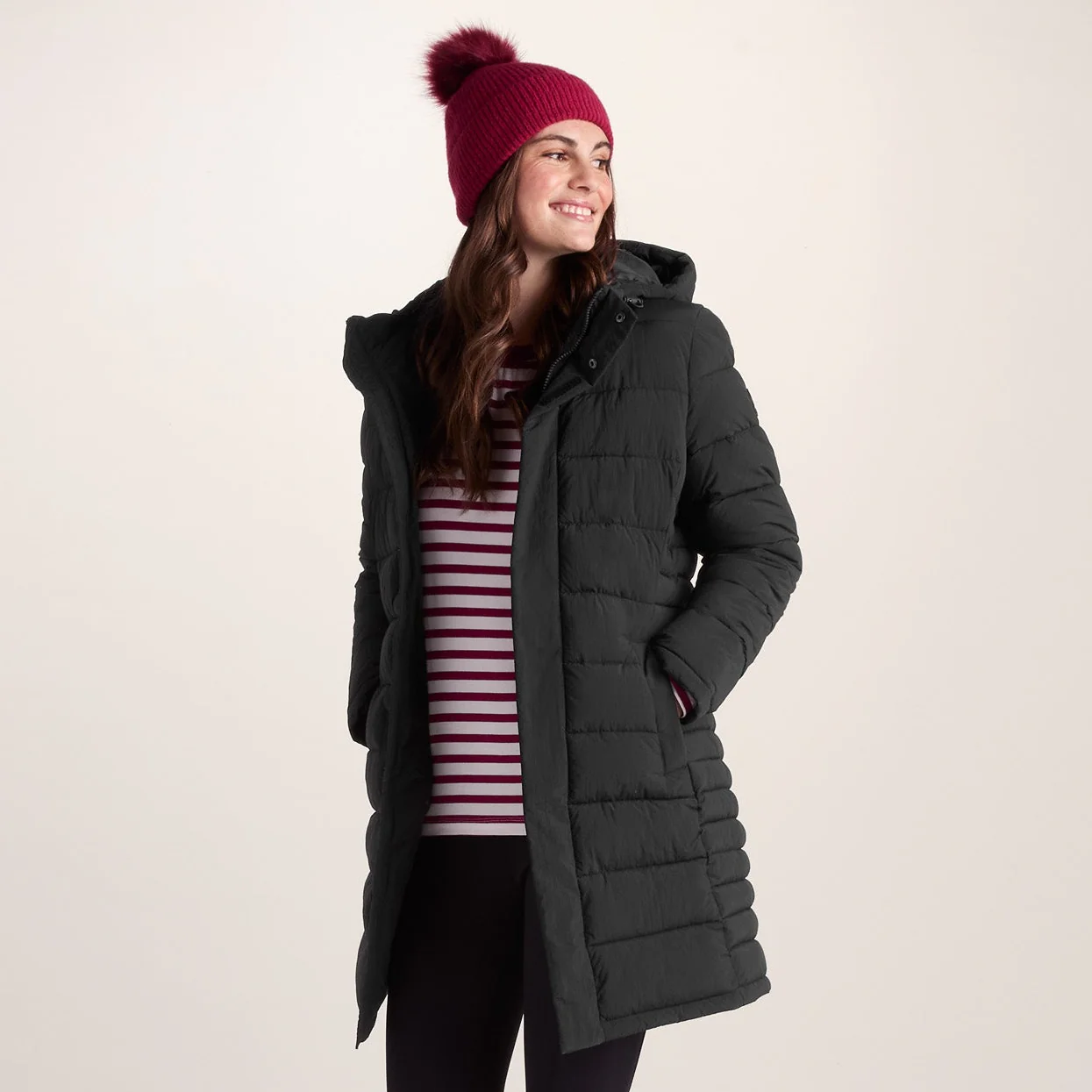 Kirkham Womens Long Shower Resistant Insulated Jacket - Black