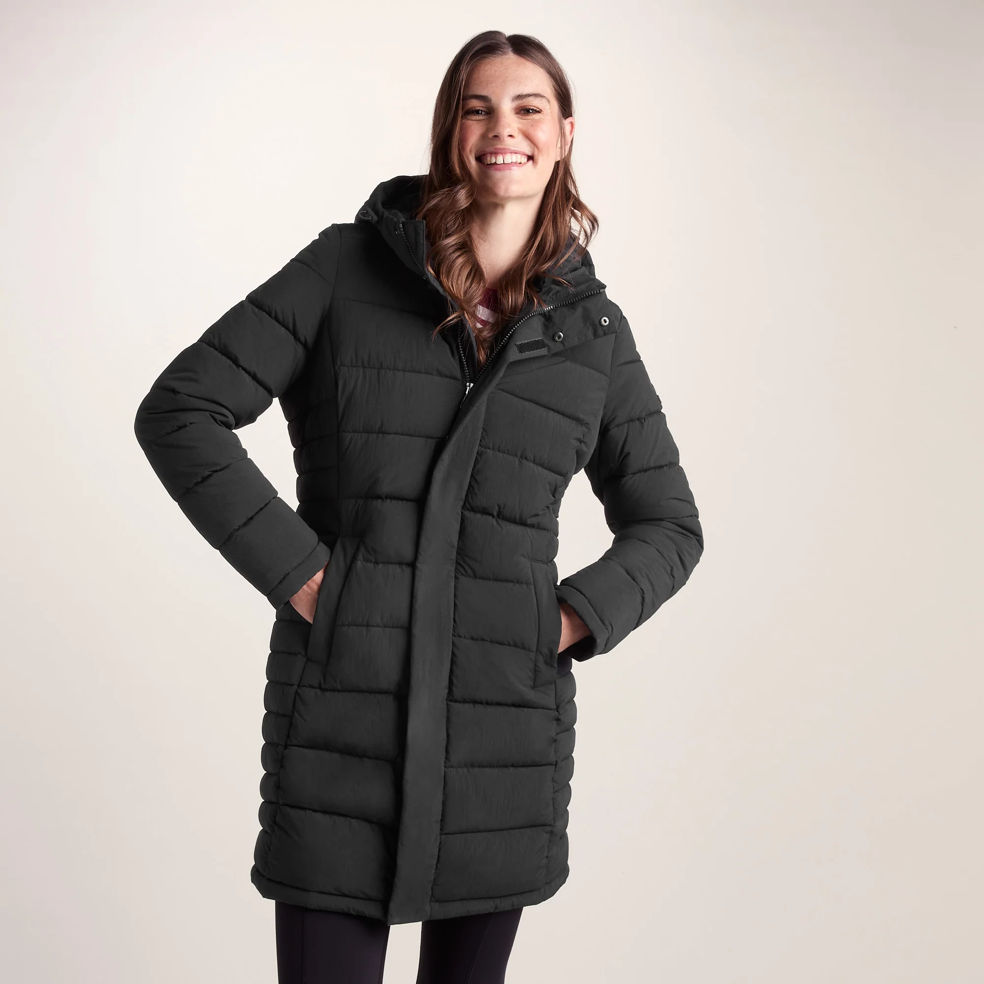 Kirkham Womens Long Shower Resistant Insulated Jacket - Black - Image 2