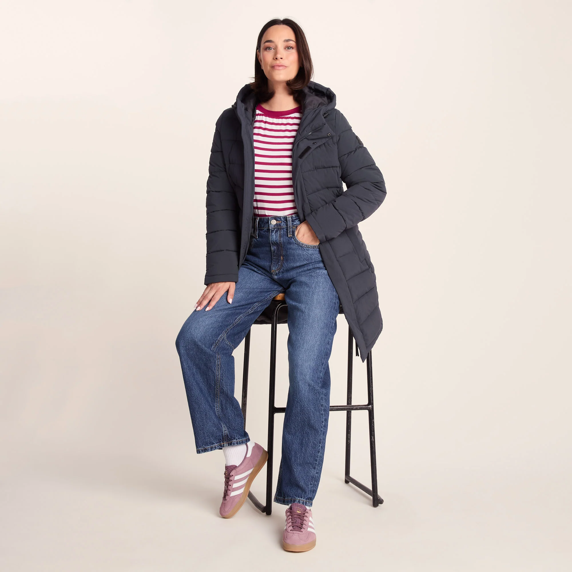 Kirkham Womens Long Shower Resistant Insulated Jacket - Dark Indigo - Image 4