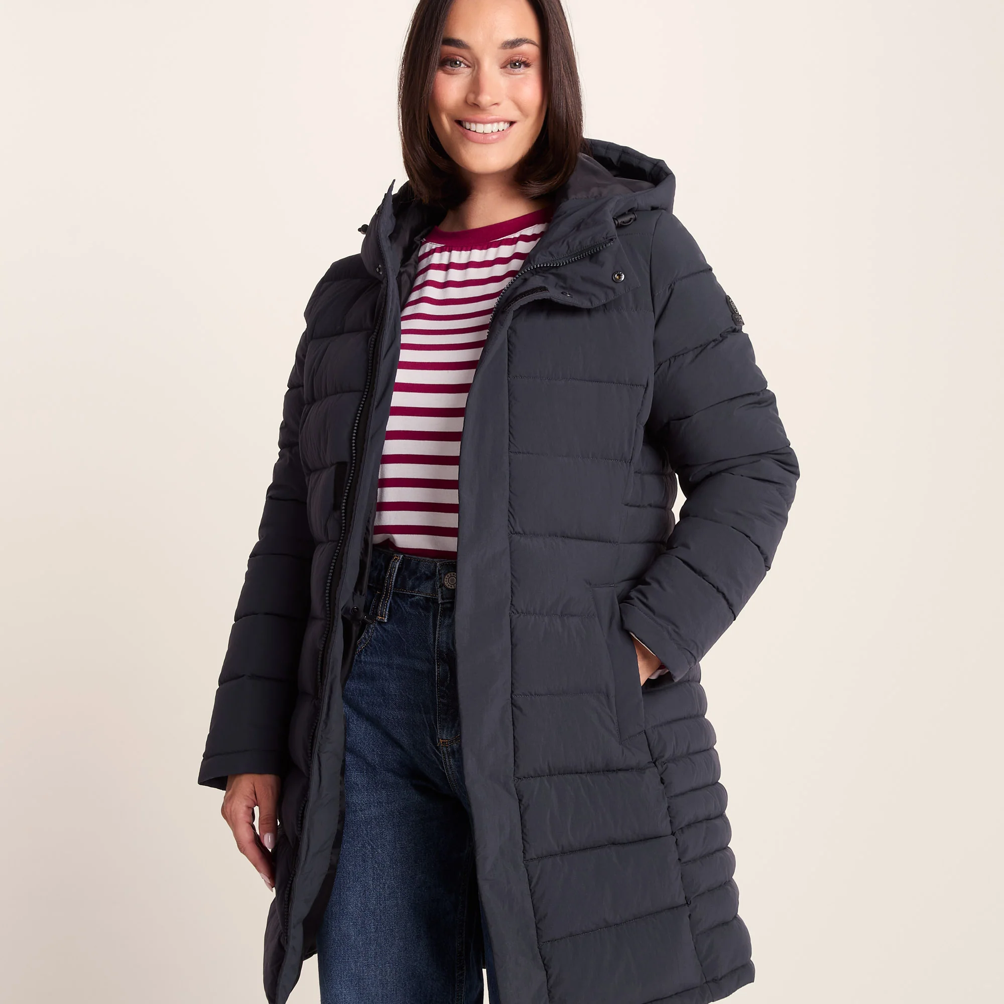 Kirkham Womens Long Shower Resistant Insulated Jacket - Dark Indigo - Image 6