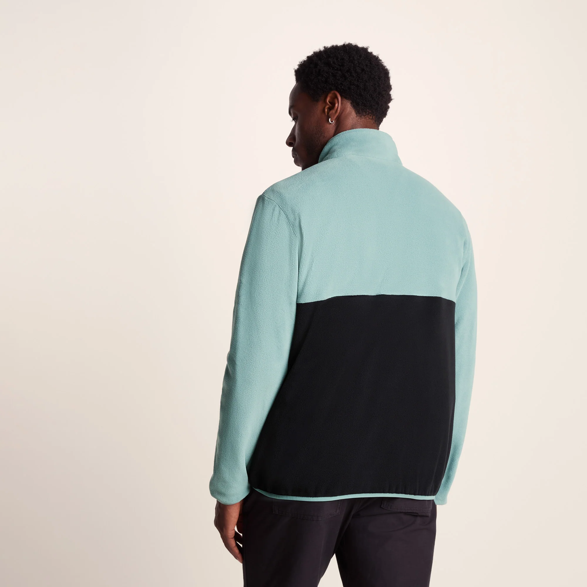 Kirton Mens Relaxed Fit Microfleece Zip Neck - Steel Teal/Black - Image 3