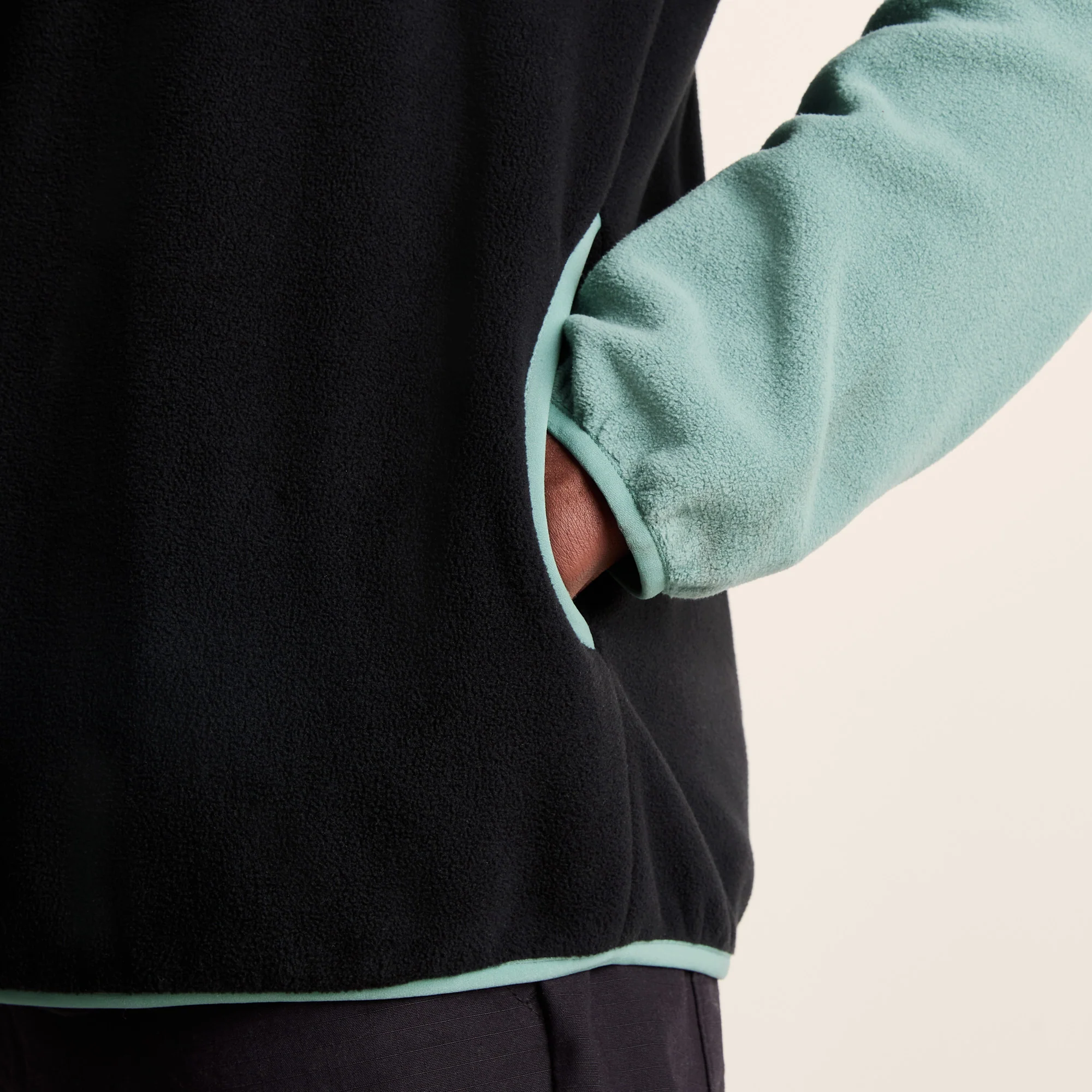 Kirton Mens Relaxed Fit Microfleece Zip Neck - Steel Teal/Black - Image 6