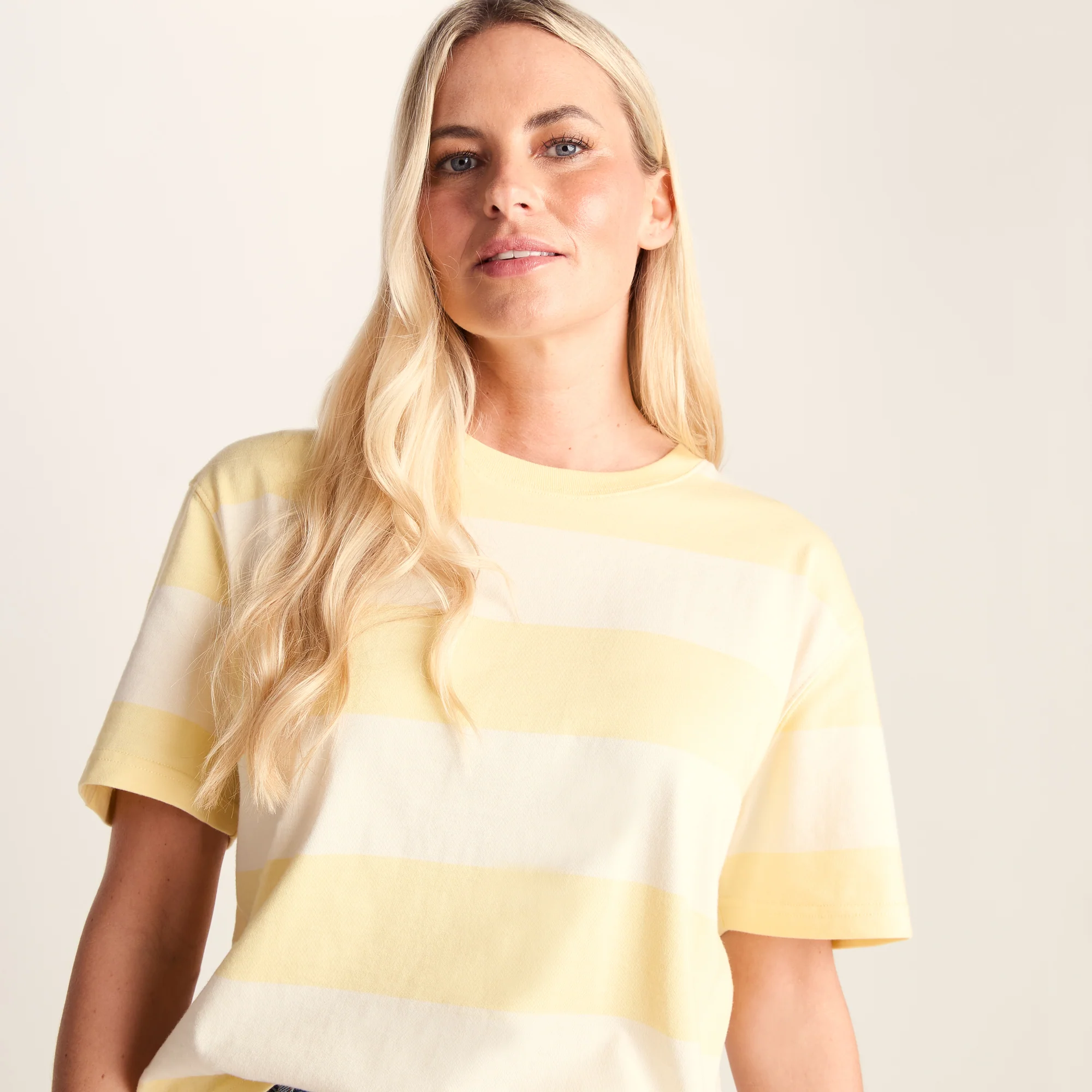 Lani Womens 100% Cotton Supersoft Boxy Fit T-Shirt - Butter Yellow Stripe - Image 5